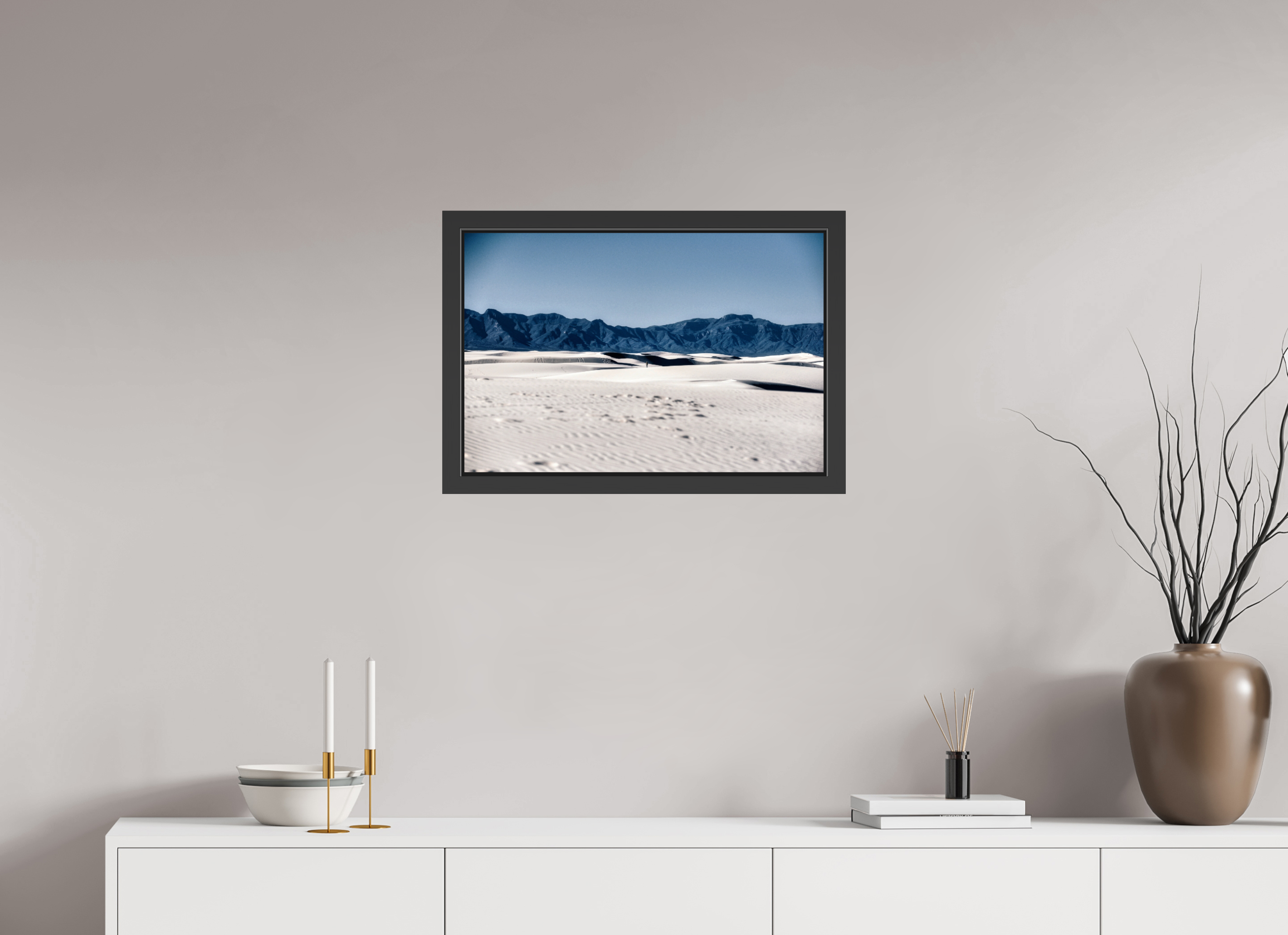24 x 16″, Framed (Black) Wandering White Sands