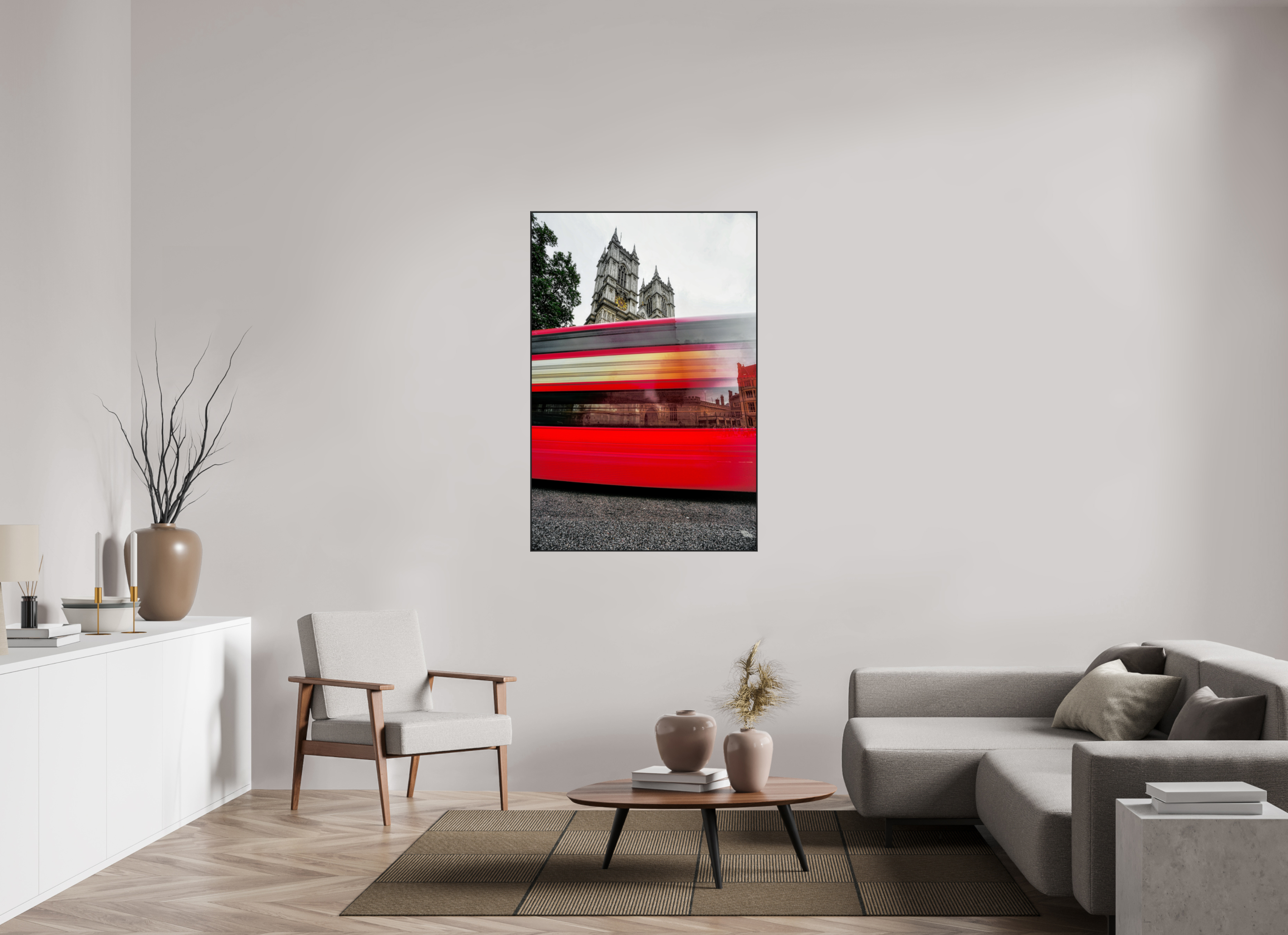36 x 54″, Famed Aluminum (Black) The Red Bus
