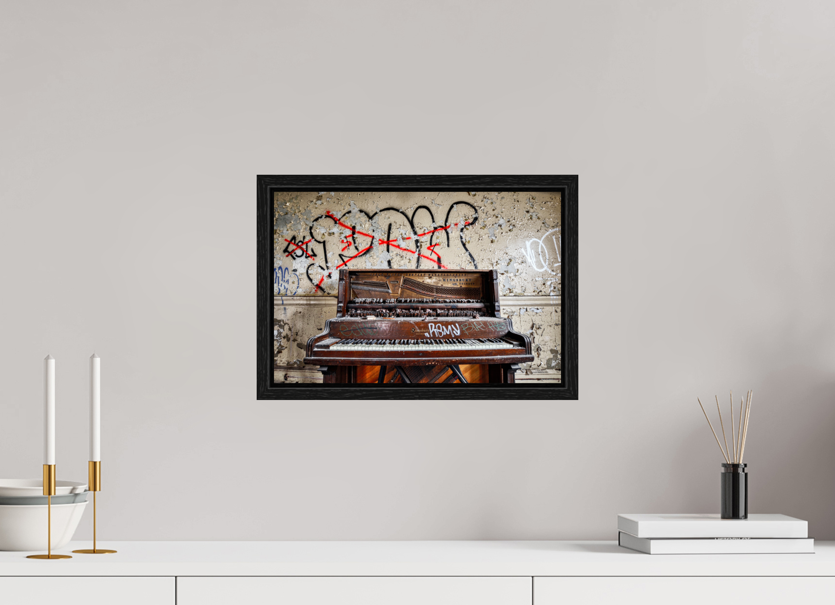 15 x 10″, Floater Frame Abandoned Piano