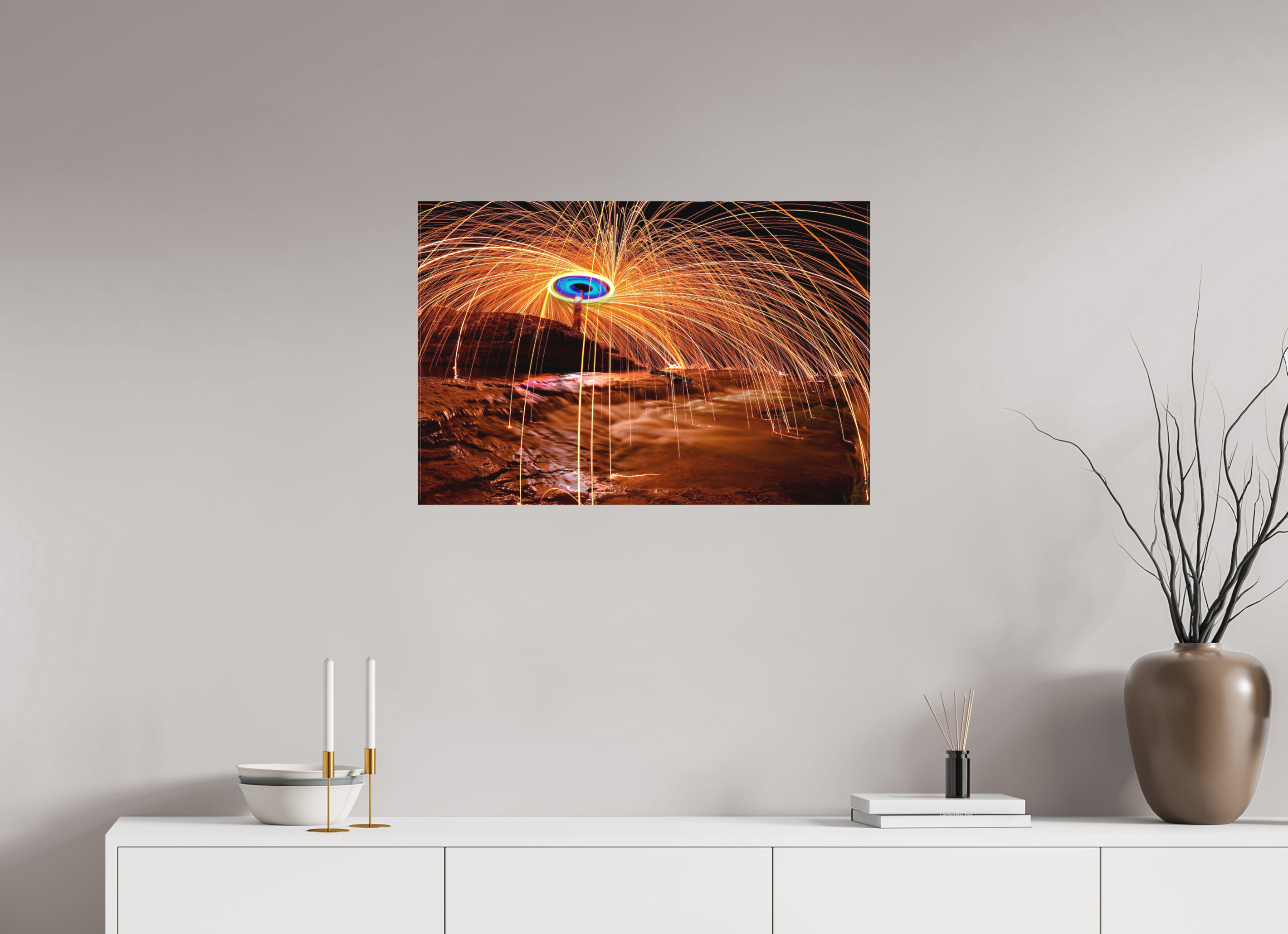 30 x 20″, Matte Canvas Steel Wool over Waterfall