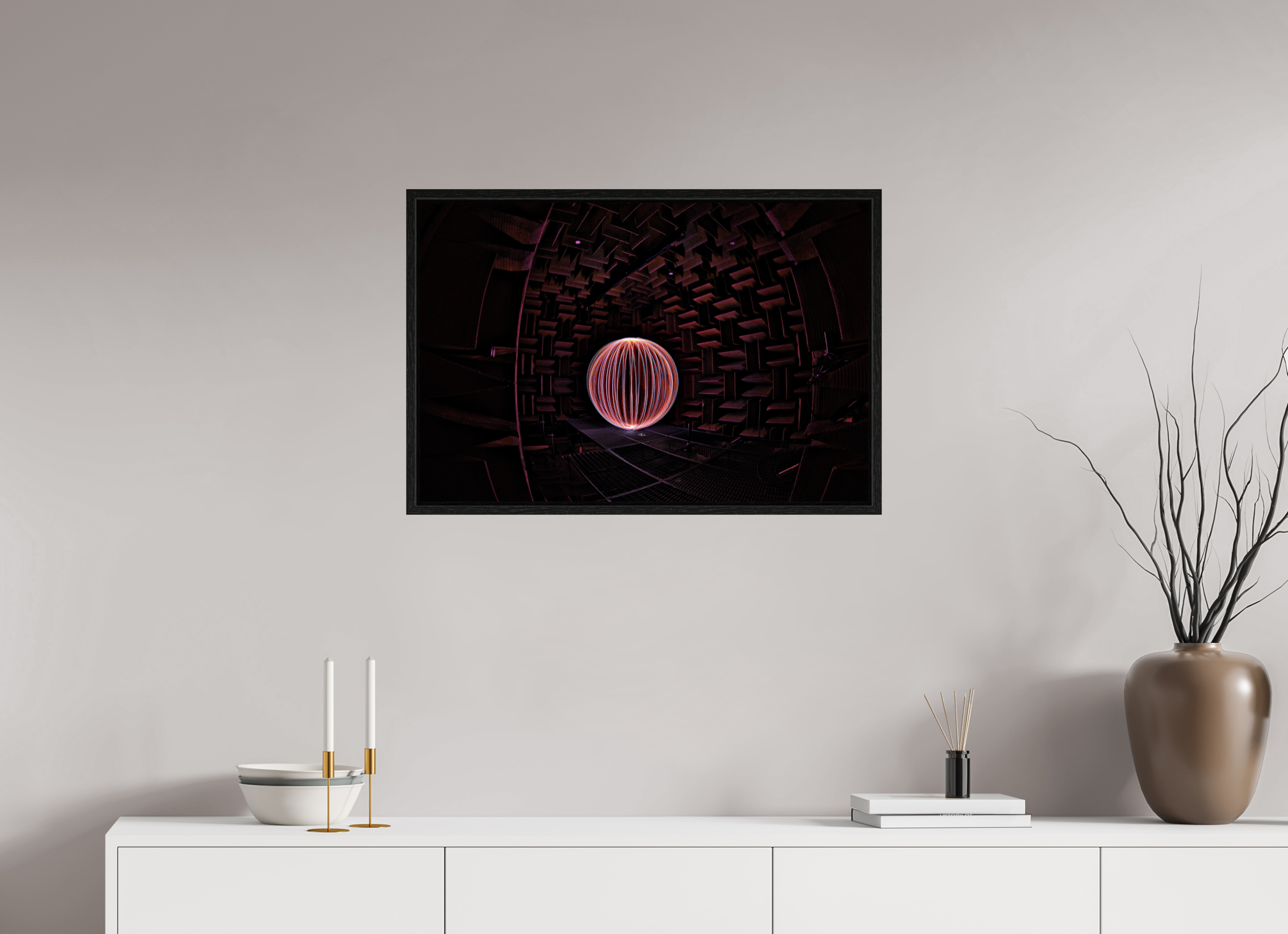 30 x 20″, Floater Frame Red Orb at Klipsch