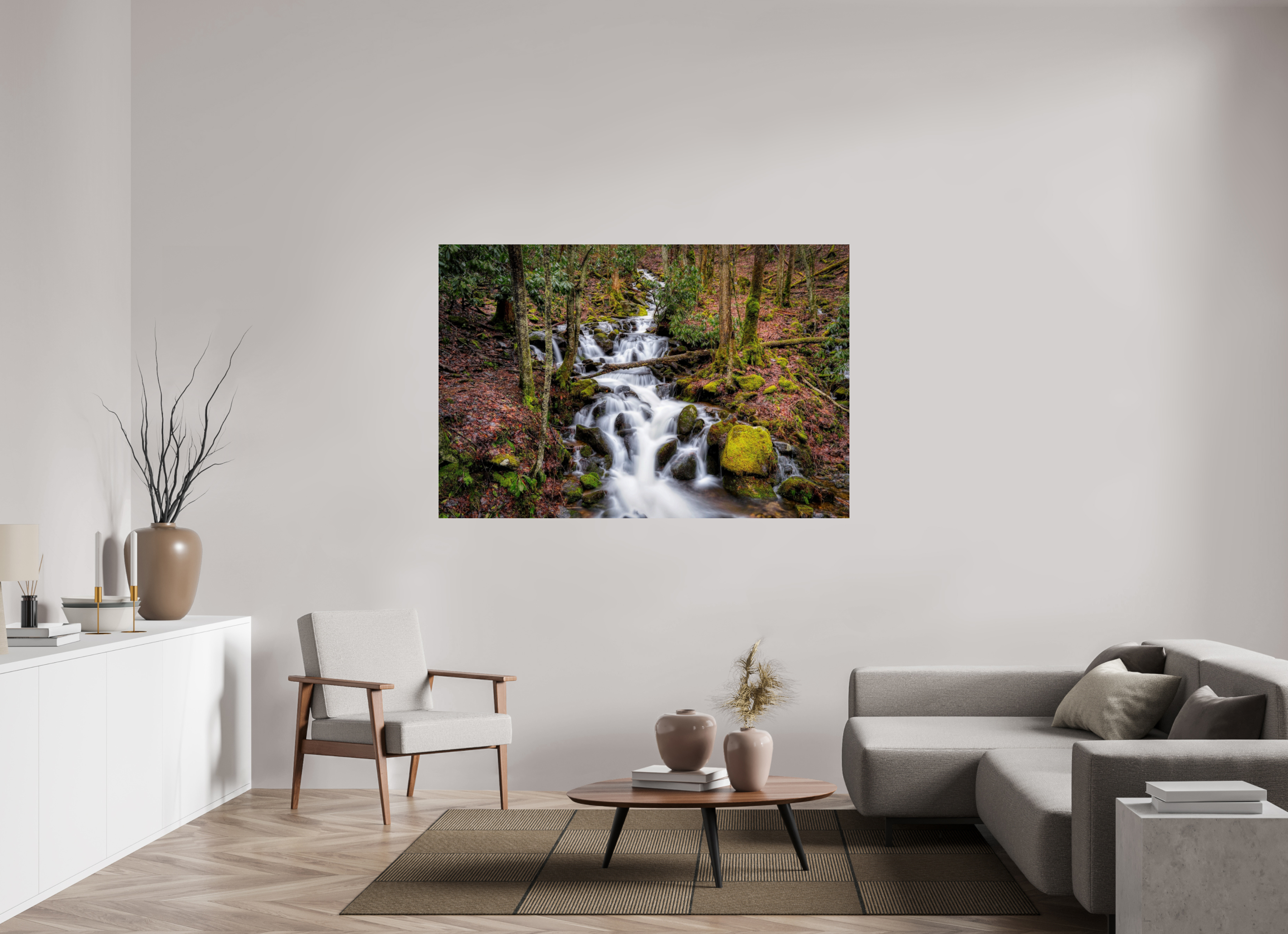 66 x 44″, Glass Waterfall in Smokey Mountain National Park