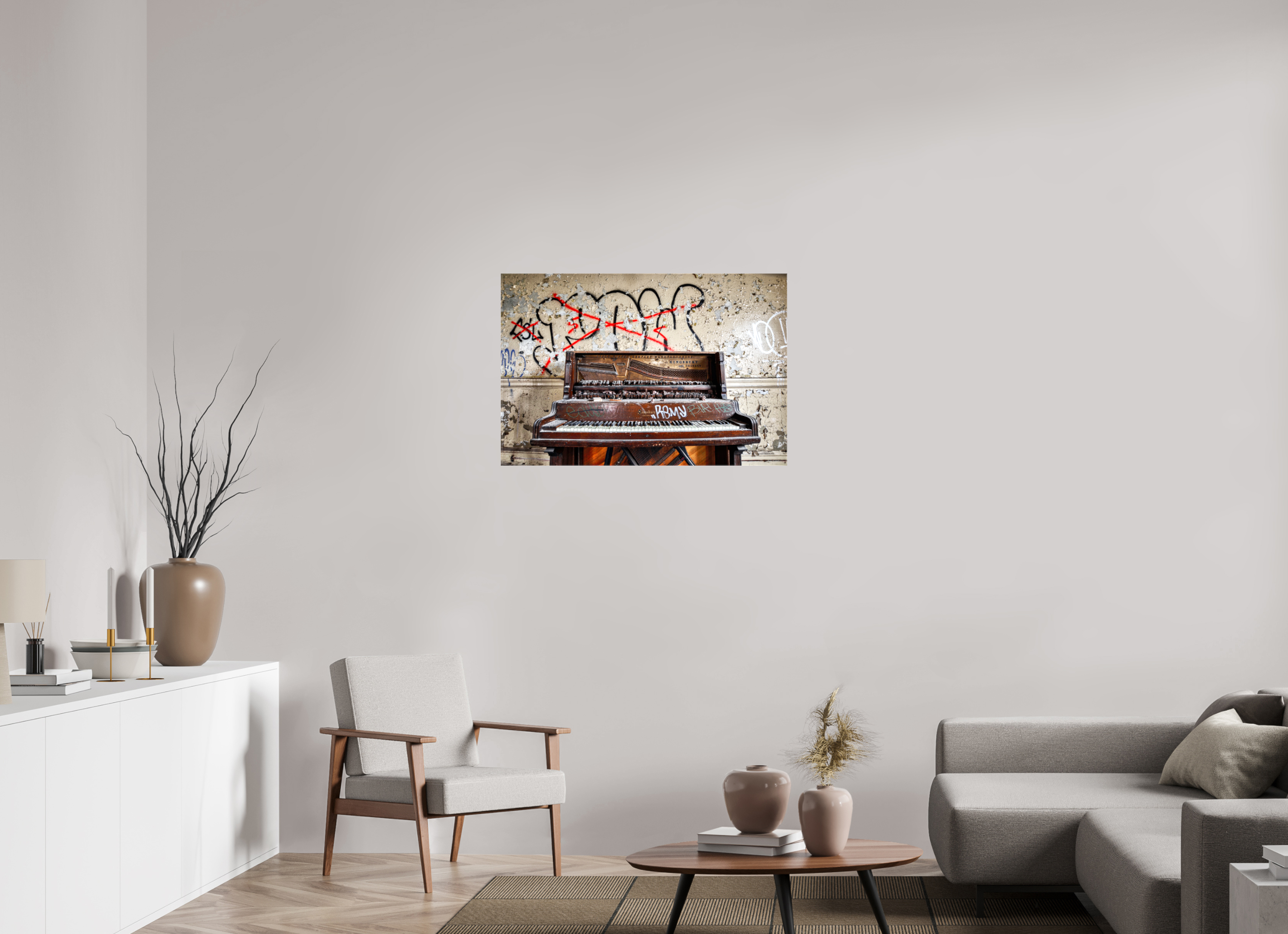 36 x 24″, Glossy Canvas Abandoned Piano