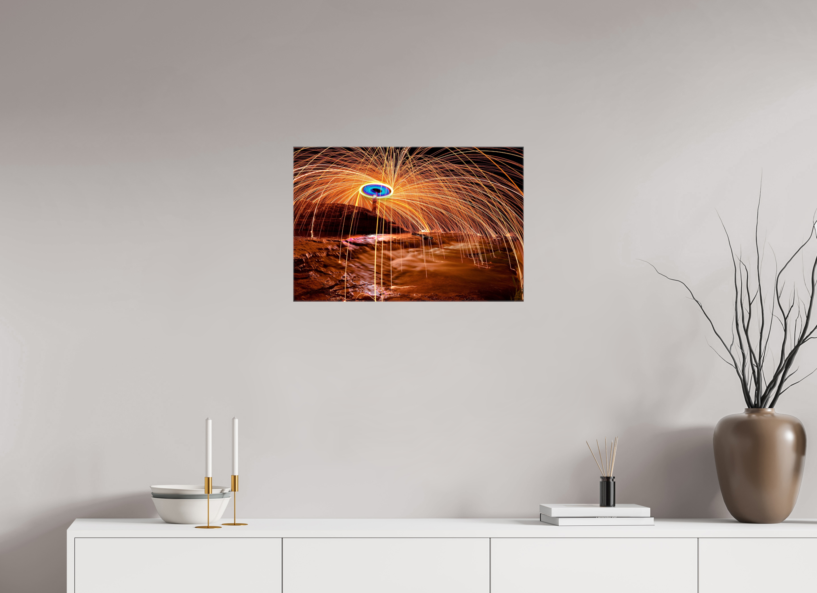 24 x 16″, Glossy Canvas Steel Wool over Waterfall
