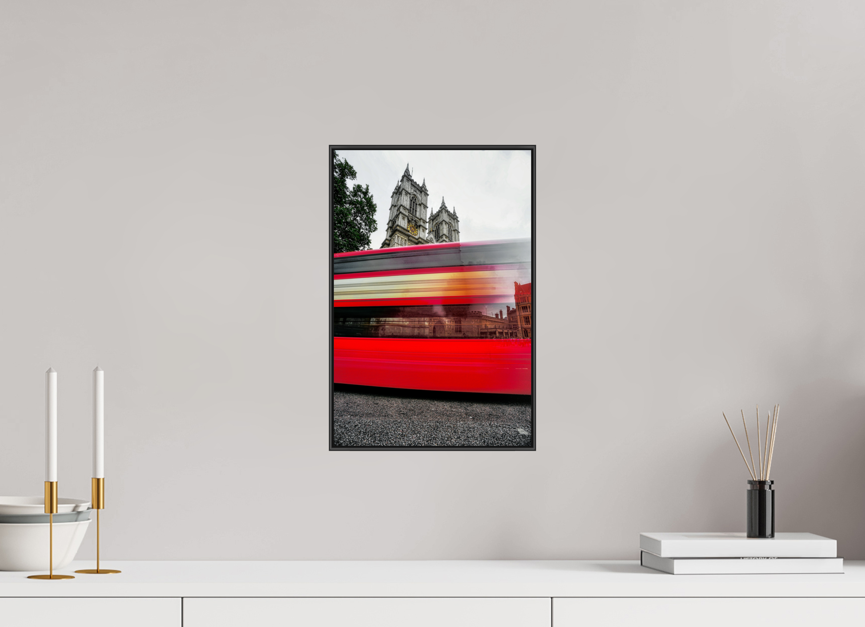 10 x 15″, Famed Aluminum (Black) The Red Bus