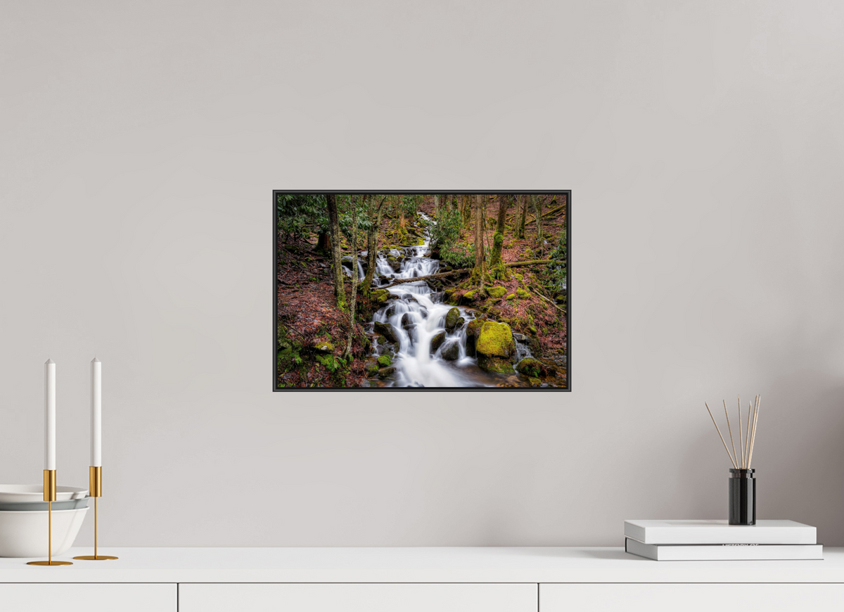 15 x 10″, Famed Aluminum (Black) Waterfall in Smokey Mountain National Park