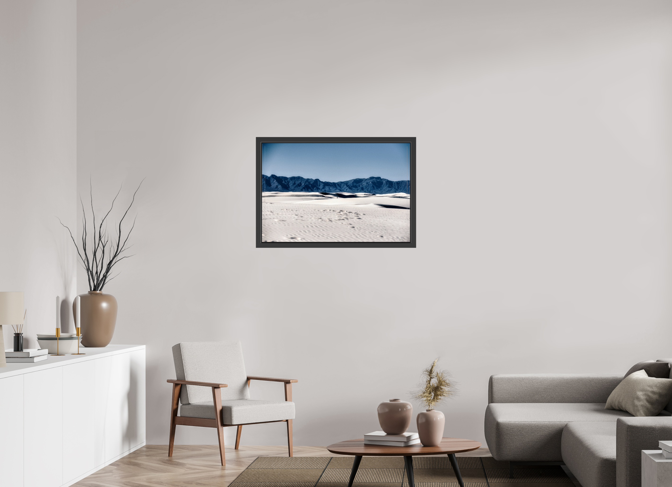 36 x 24″, Framed (Black) Wandering White Sands
