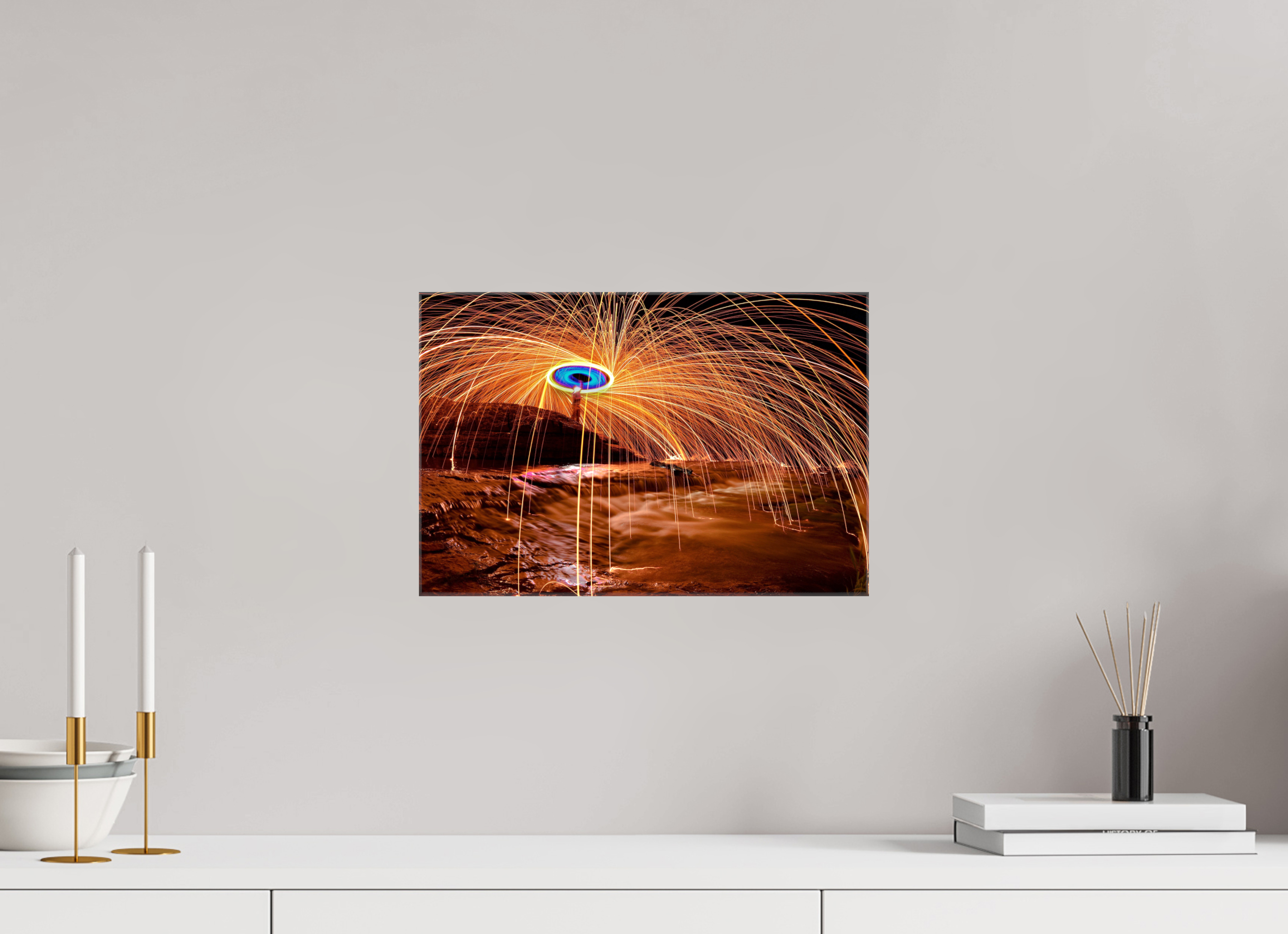15 x 10″, Glossy Canvas Steel Wool over Waterfall