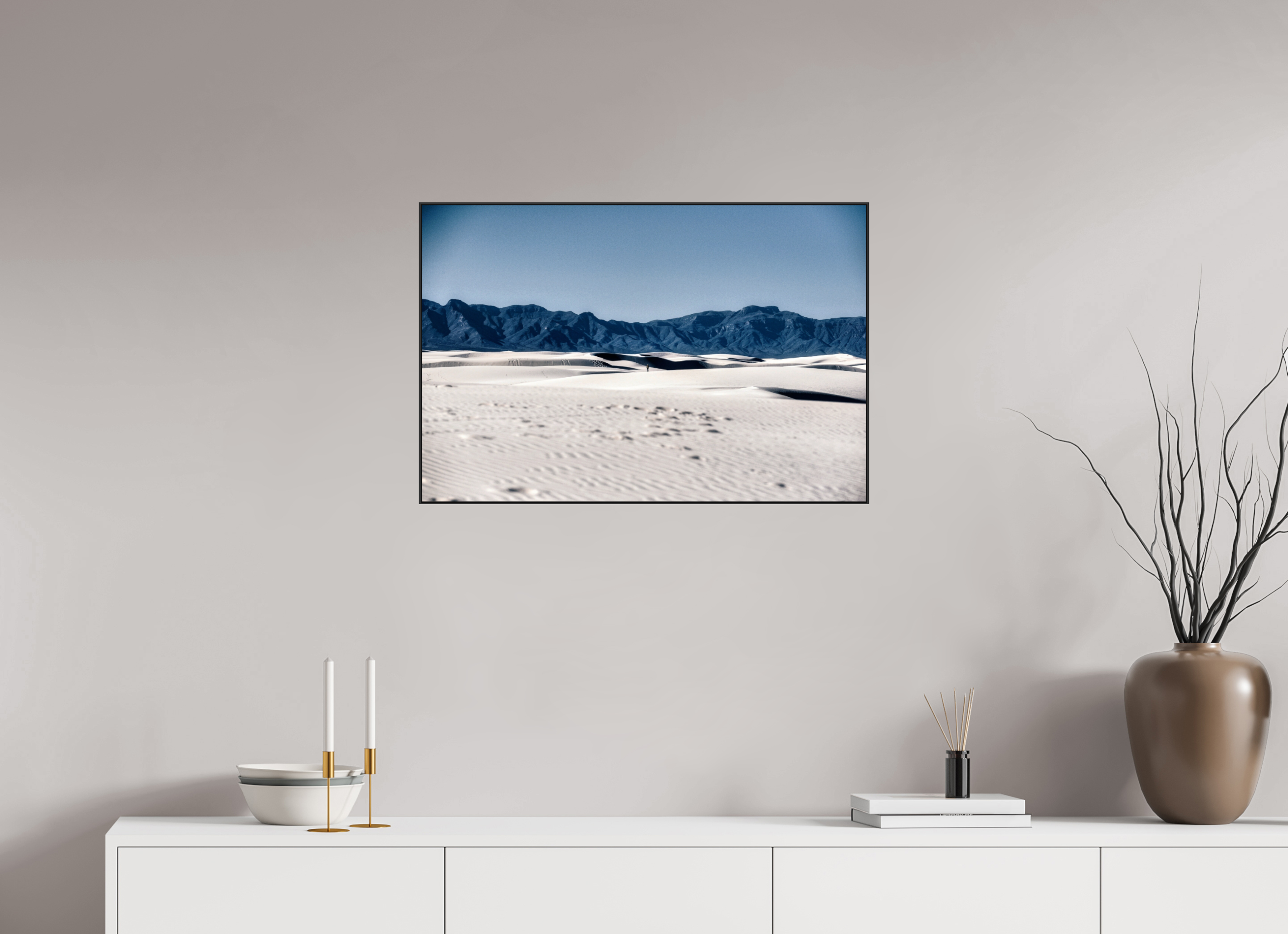 30 x 20″, Photo Print Aluminum (Black) Wandering White Sands