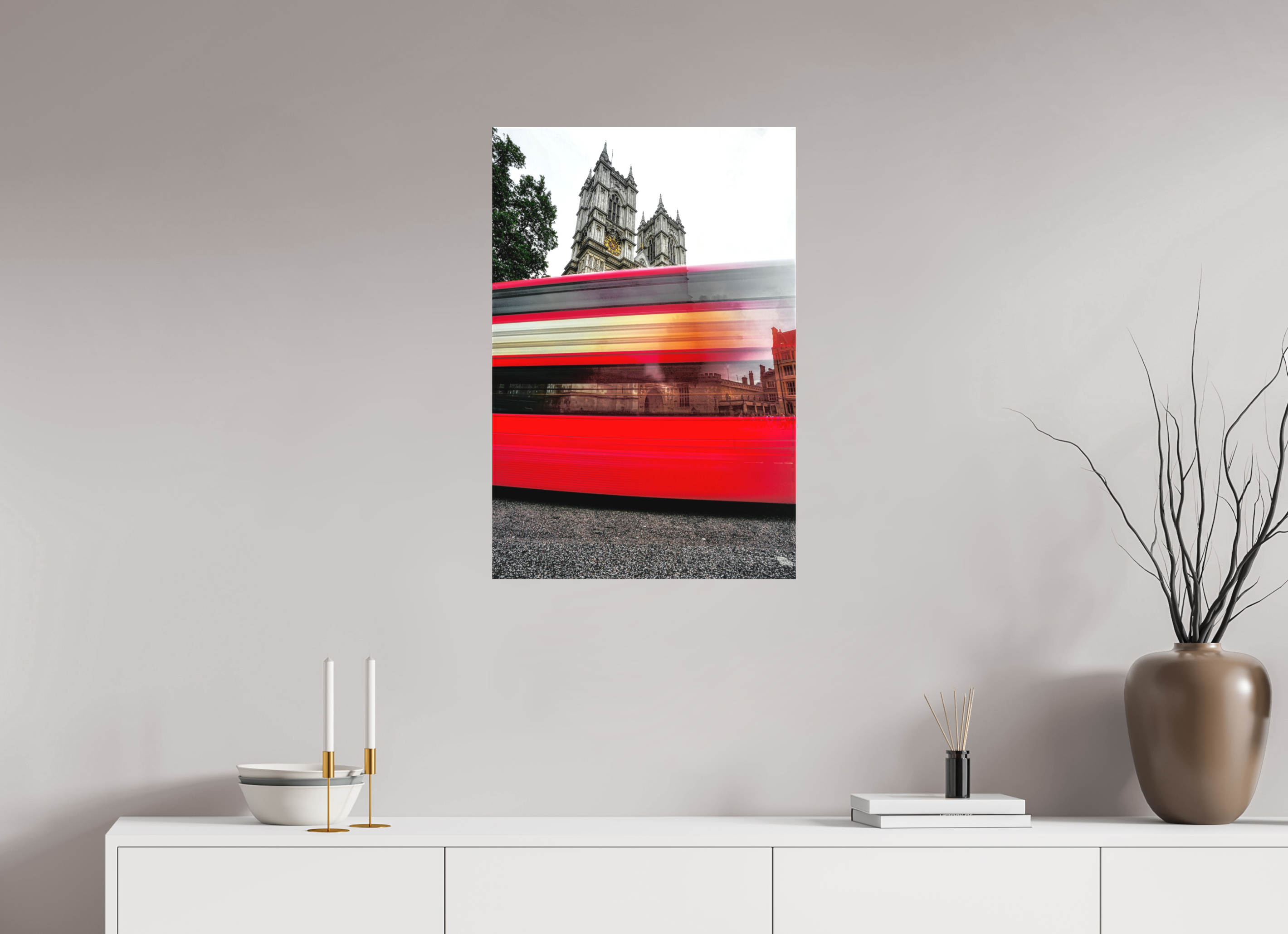 20 x 30″, Matte Canvas The Red Bus