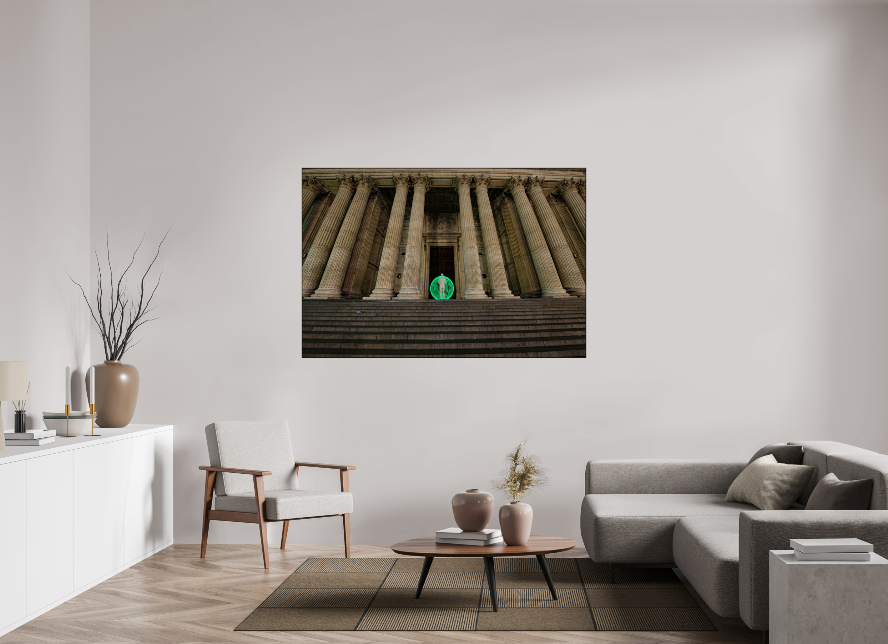 66 x 44″, Photo Print Aluminum (Black) Green Orb in London
