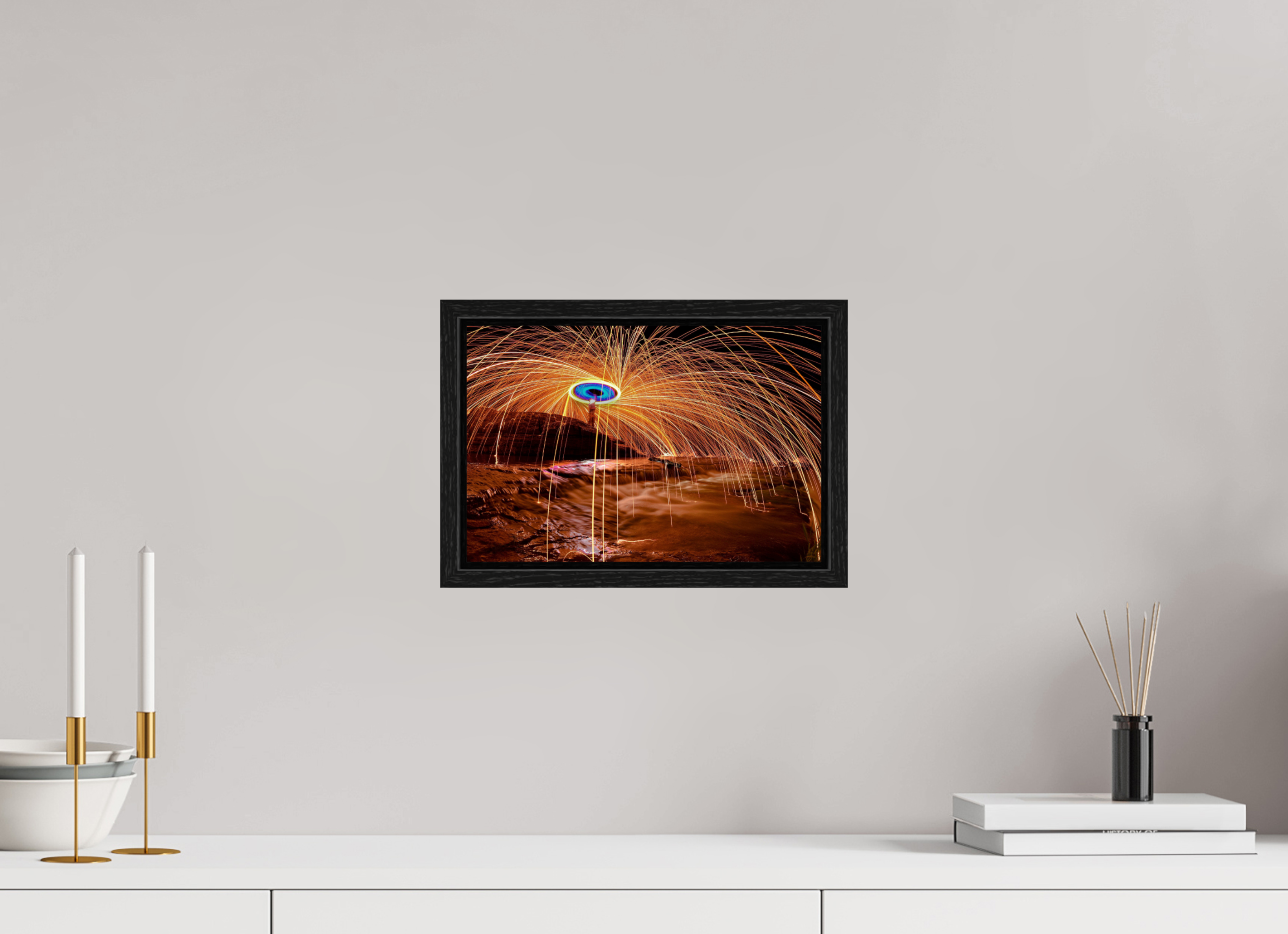 12 x 8″, Floater Frame Steel Wool over Waterfall