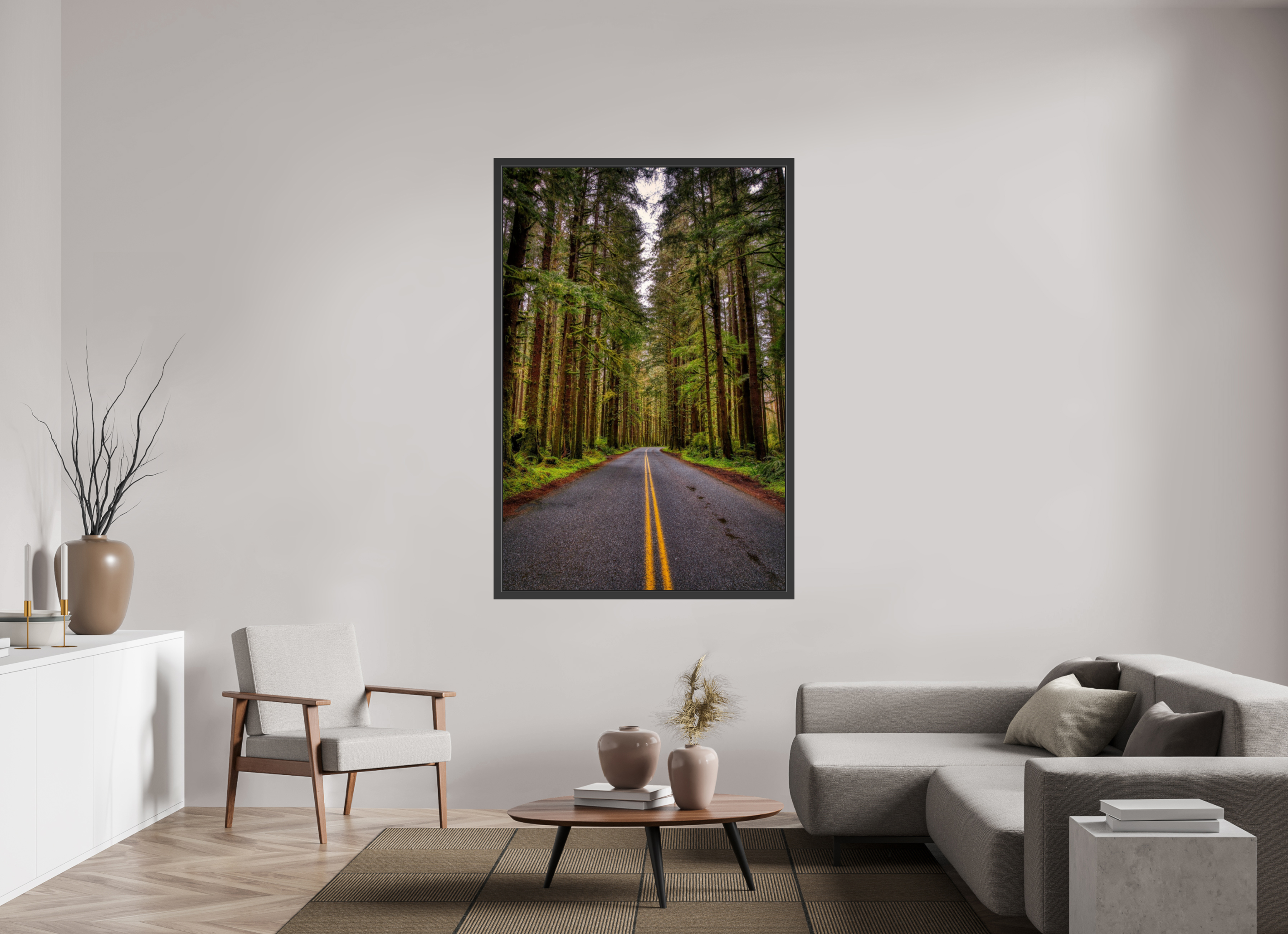 44 x 66″, Framed (Black) A Drive Through Olympic National Park