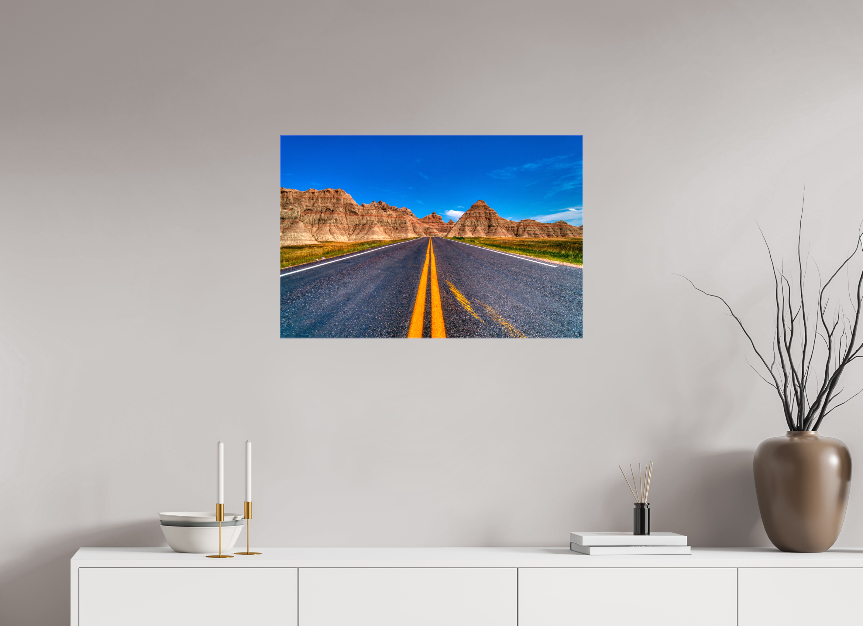30 x 20″, Glossy Canvas A Drive Through Badlands