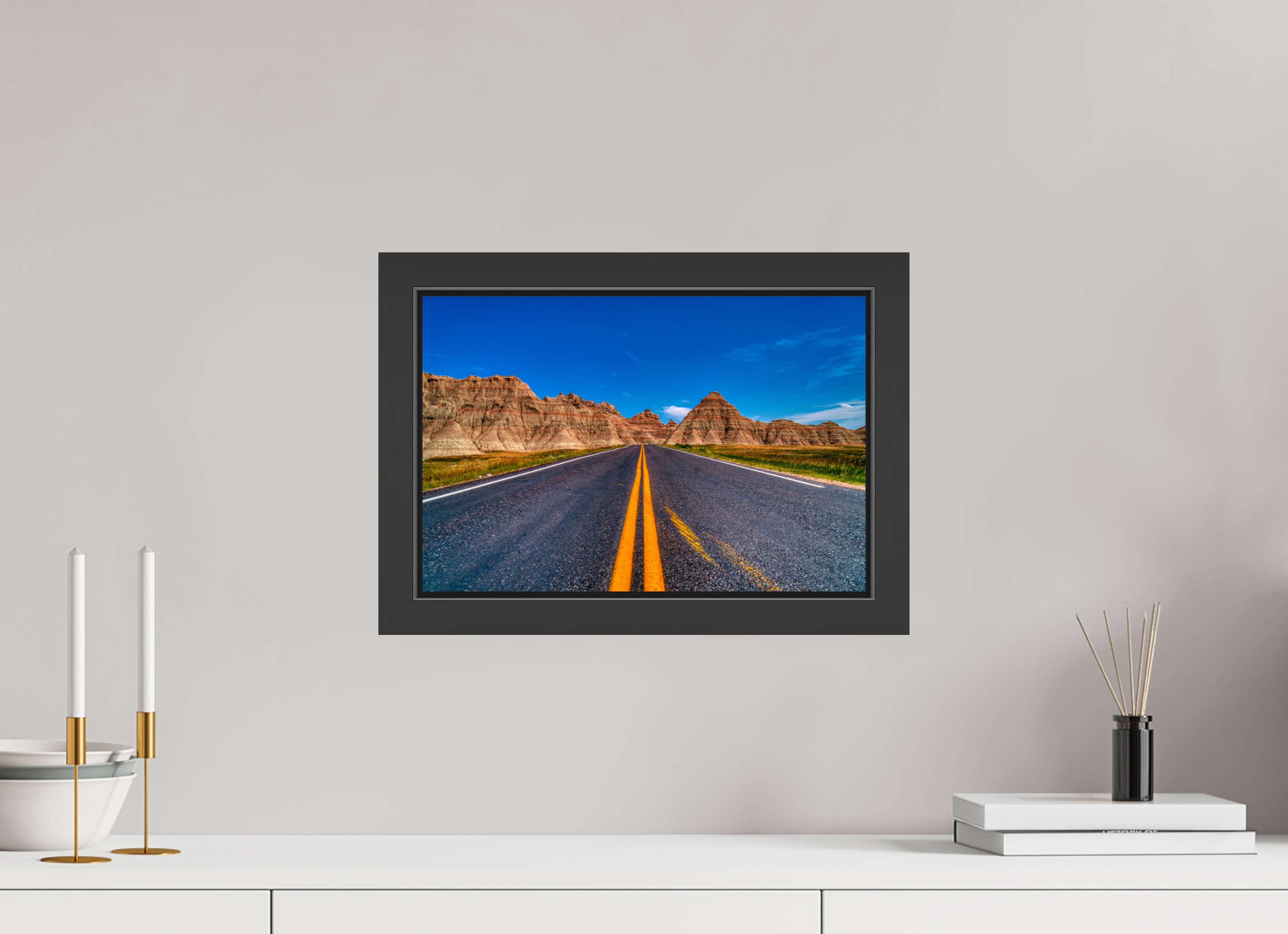 15 x 10″, Framed (Black) A Drive Through Badlands