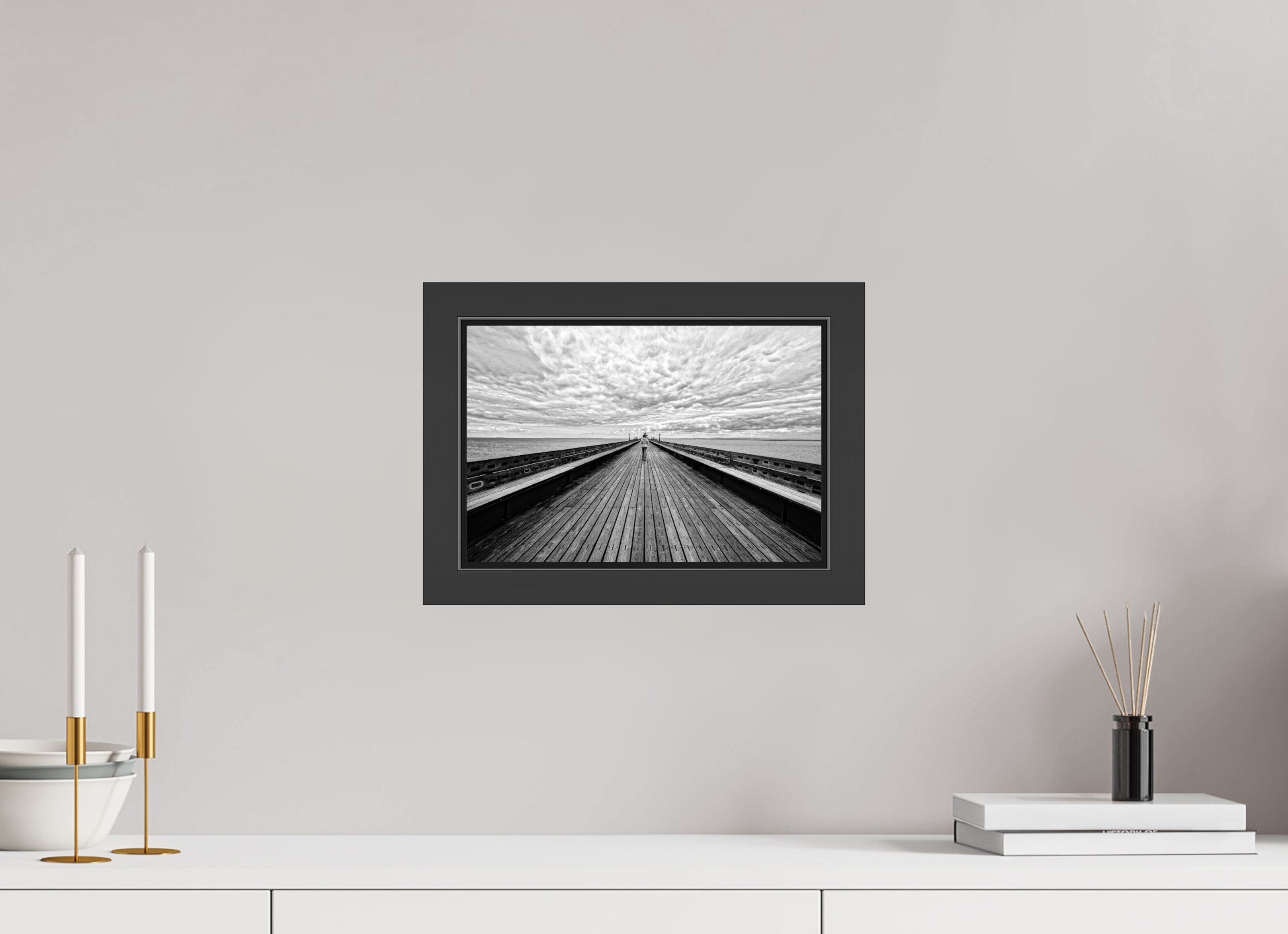12 x 8″, Framed (Black) UK Pier