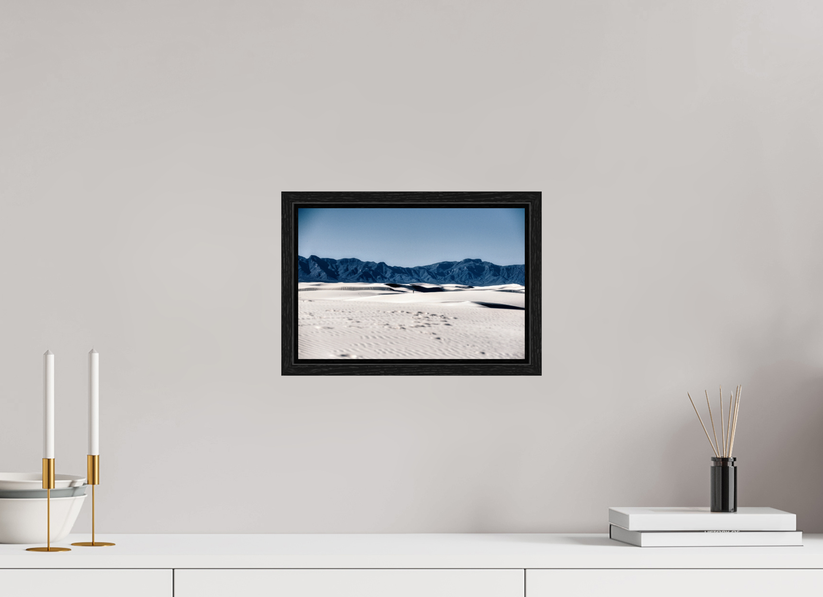 12 x 8″, Floater Frame Wandering White Sands