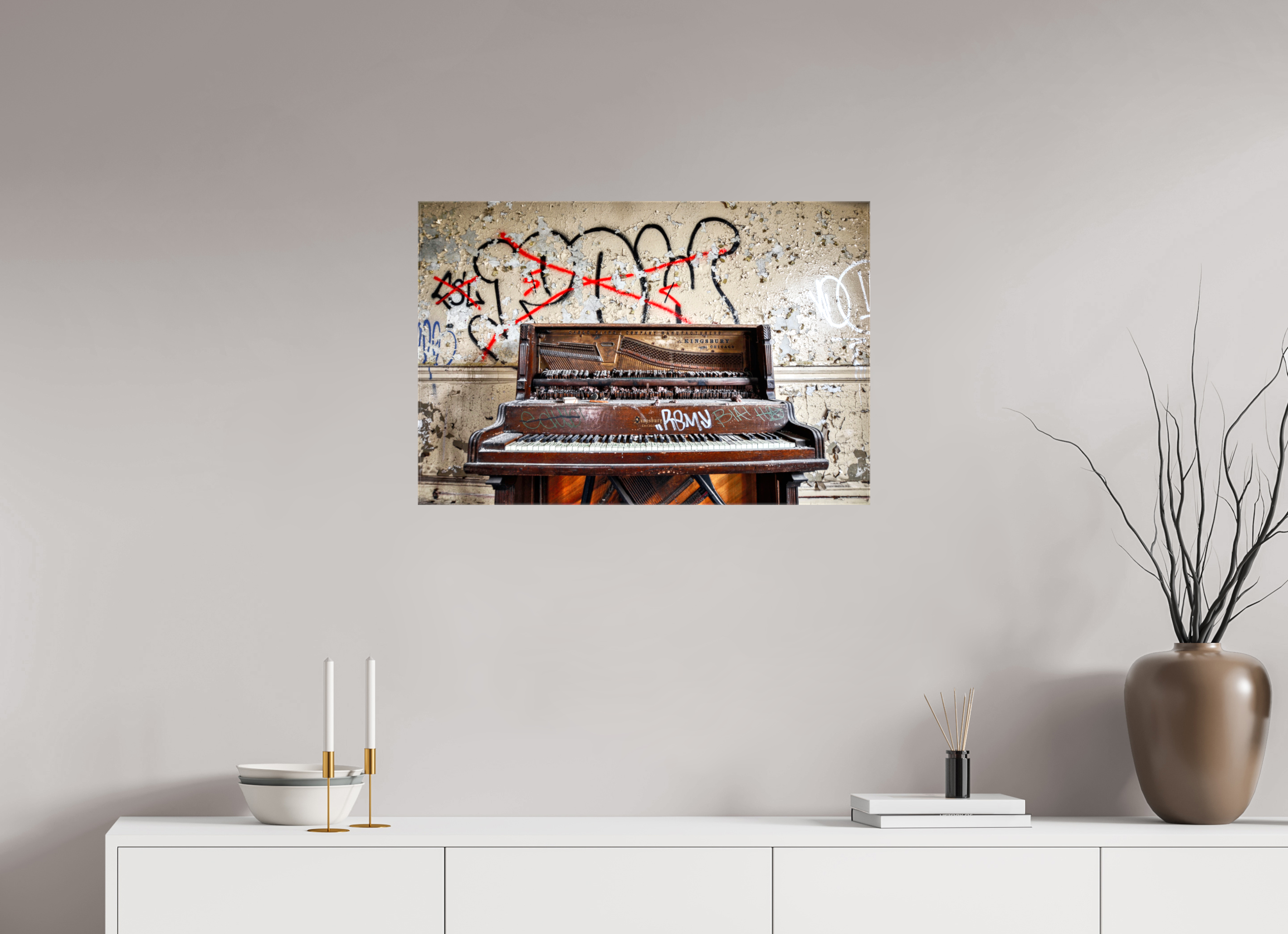 30 x 20″, Glossy Canvas Abandoned Piano