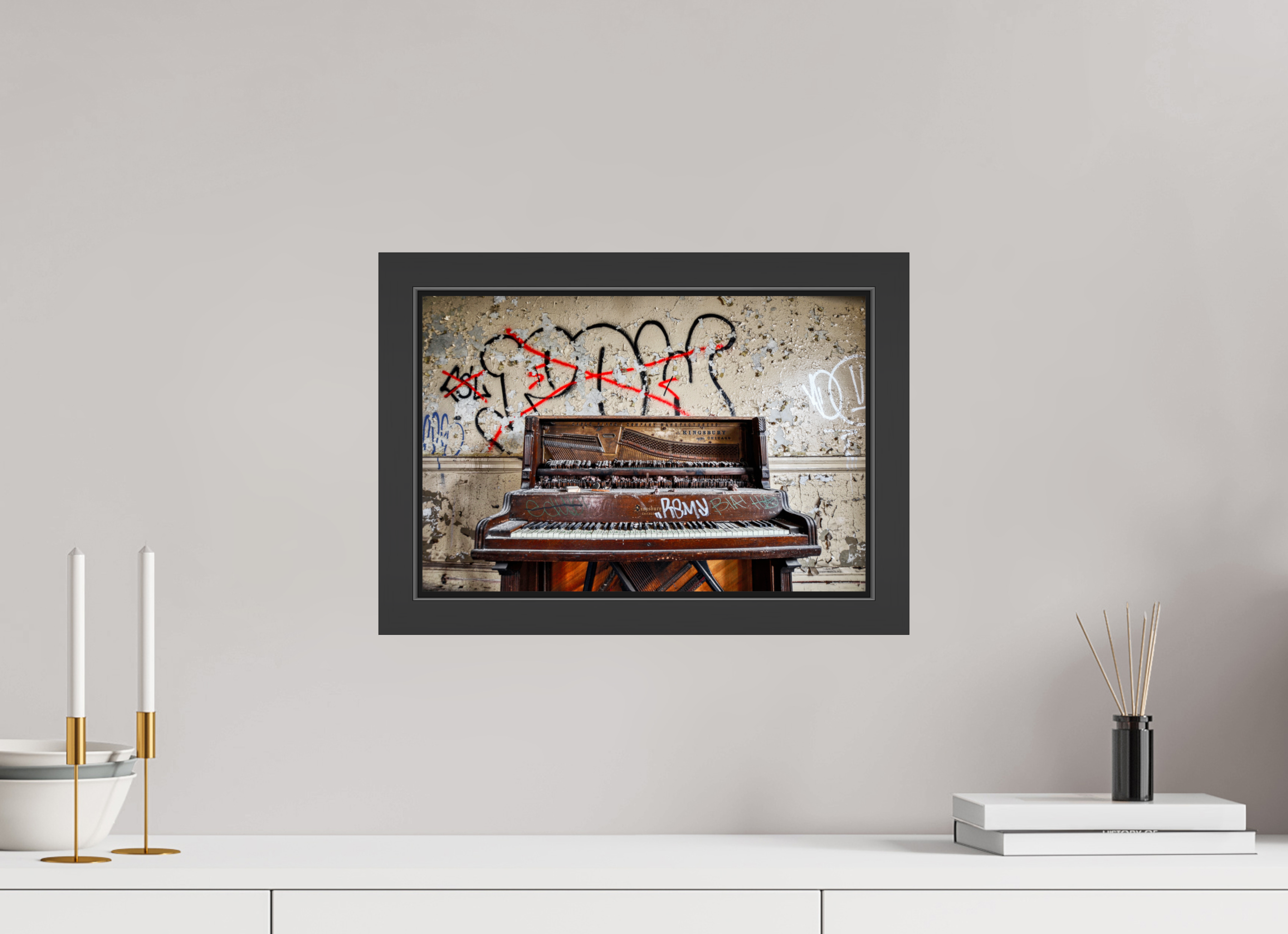 15 x 10″, Framed (Black) Abandoned Piano