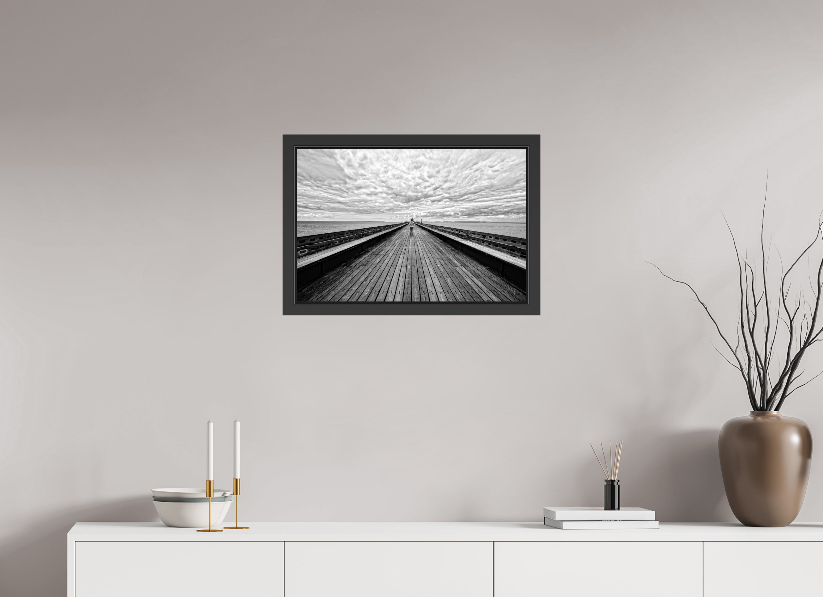 24 x 16″, Framed (Black) UK Pier