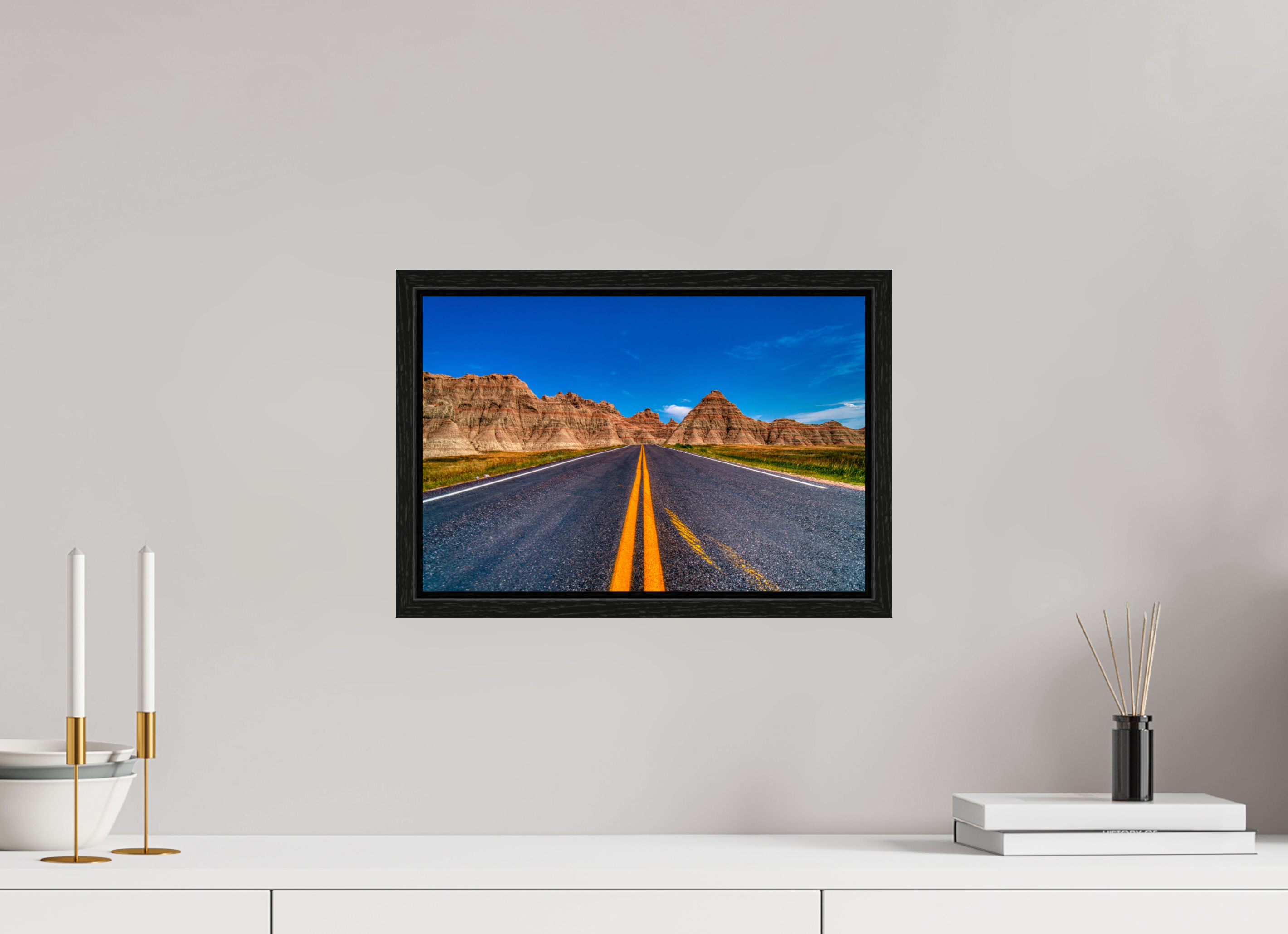 15 x 10″, Floater Frame A Drive Through Badlands