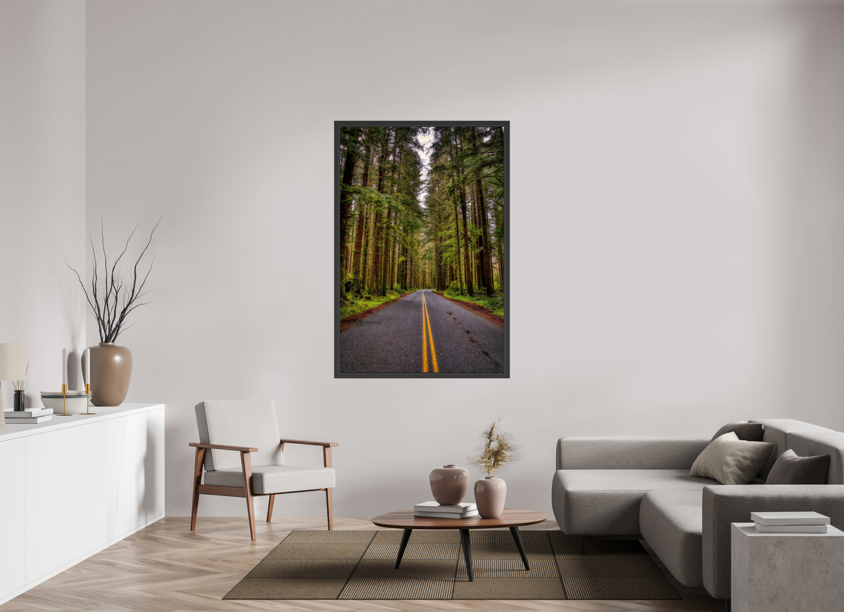 40 x 60″, Framed (Black) A Drive Through Olympic National Park