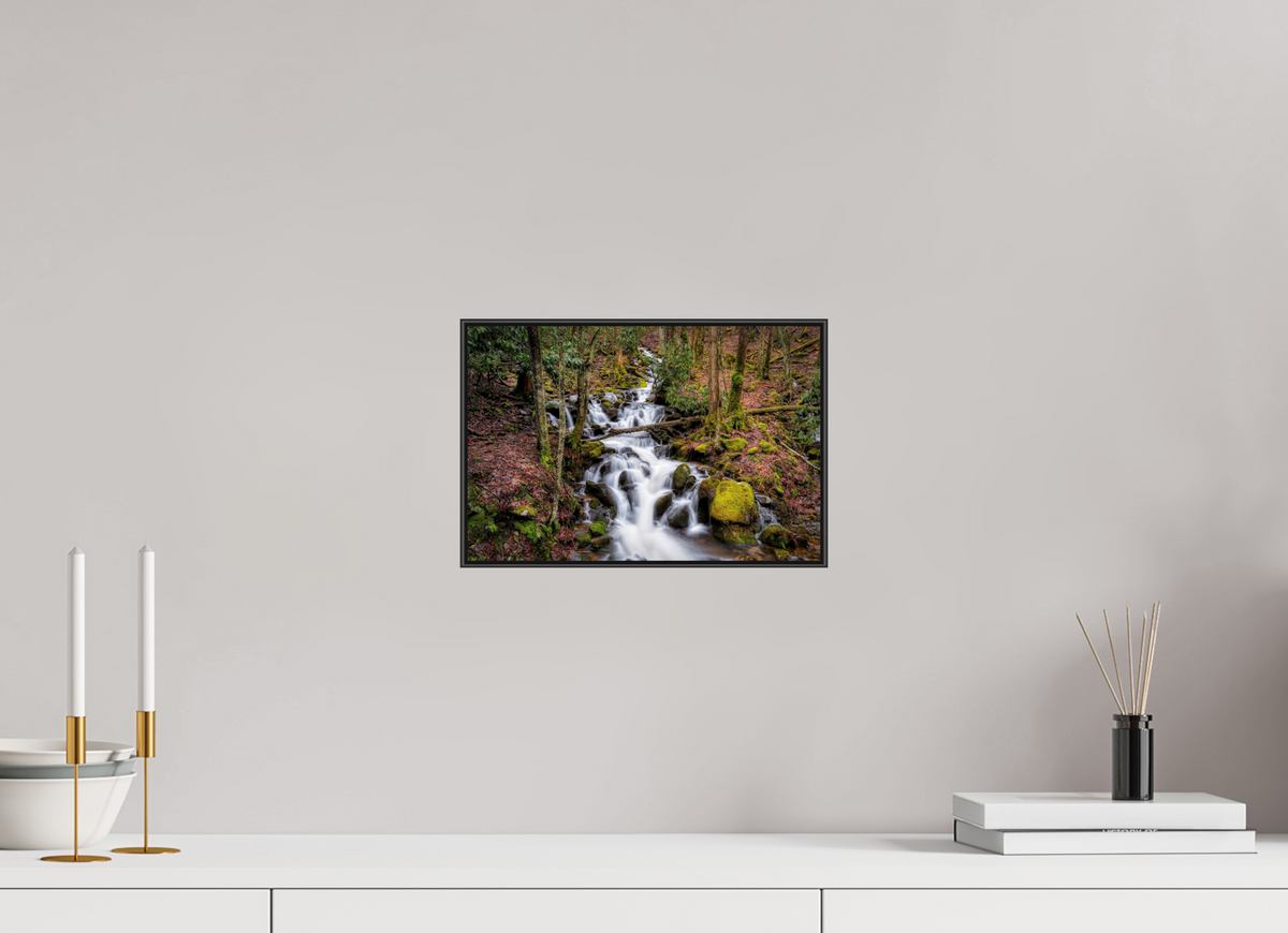 12 x 8″, Famed Aluminum (Black) Waterfall in Smokey Mountain National Park