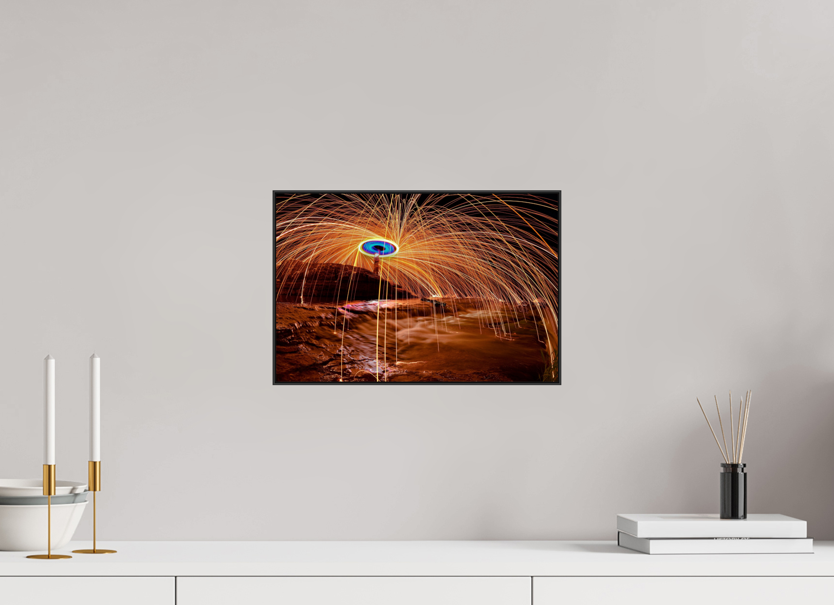 15 x 10″, Photo Print Aluminum (Black) Steel Wool over Waterfall