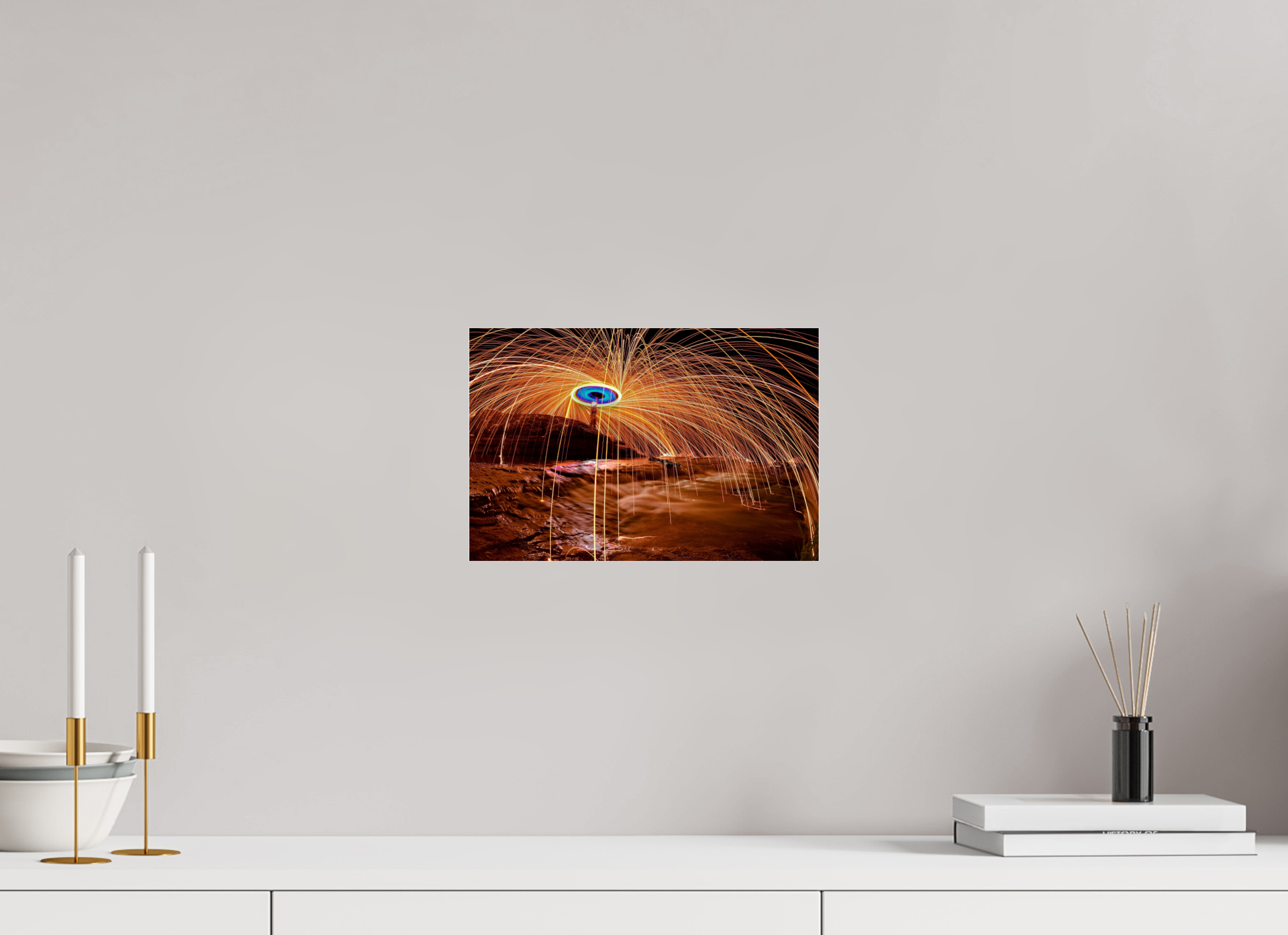 12 x 8″, Glass Steel Wool over Waterfall
