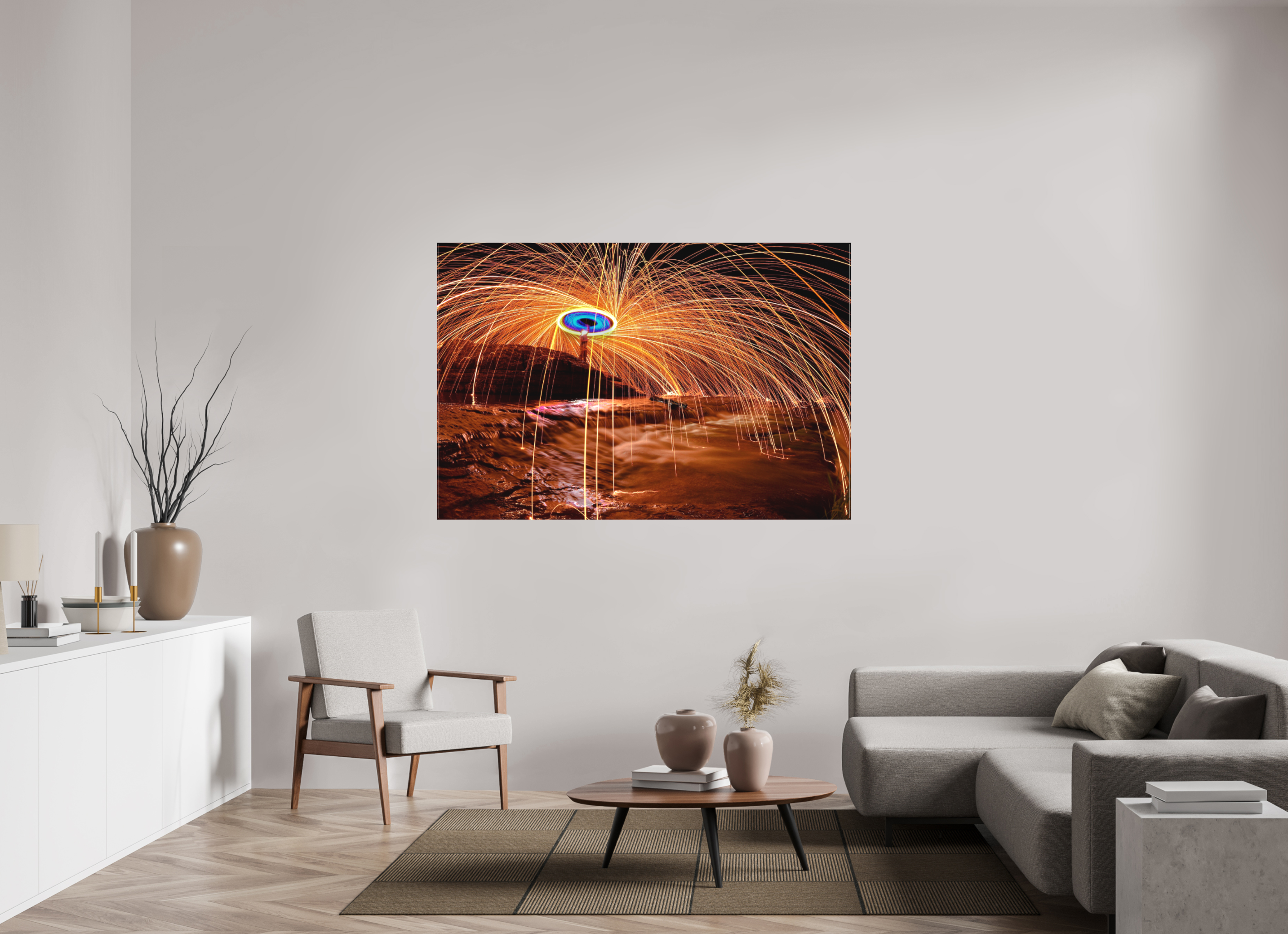 66 x 44″, Matte Canvas Steel Wool over Waterfall
