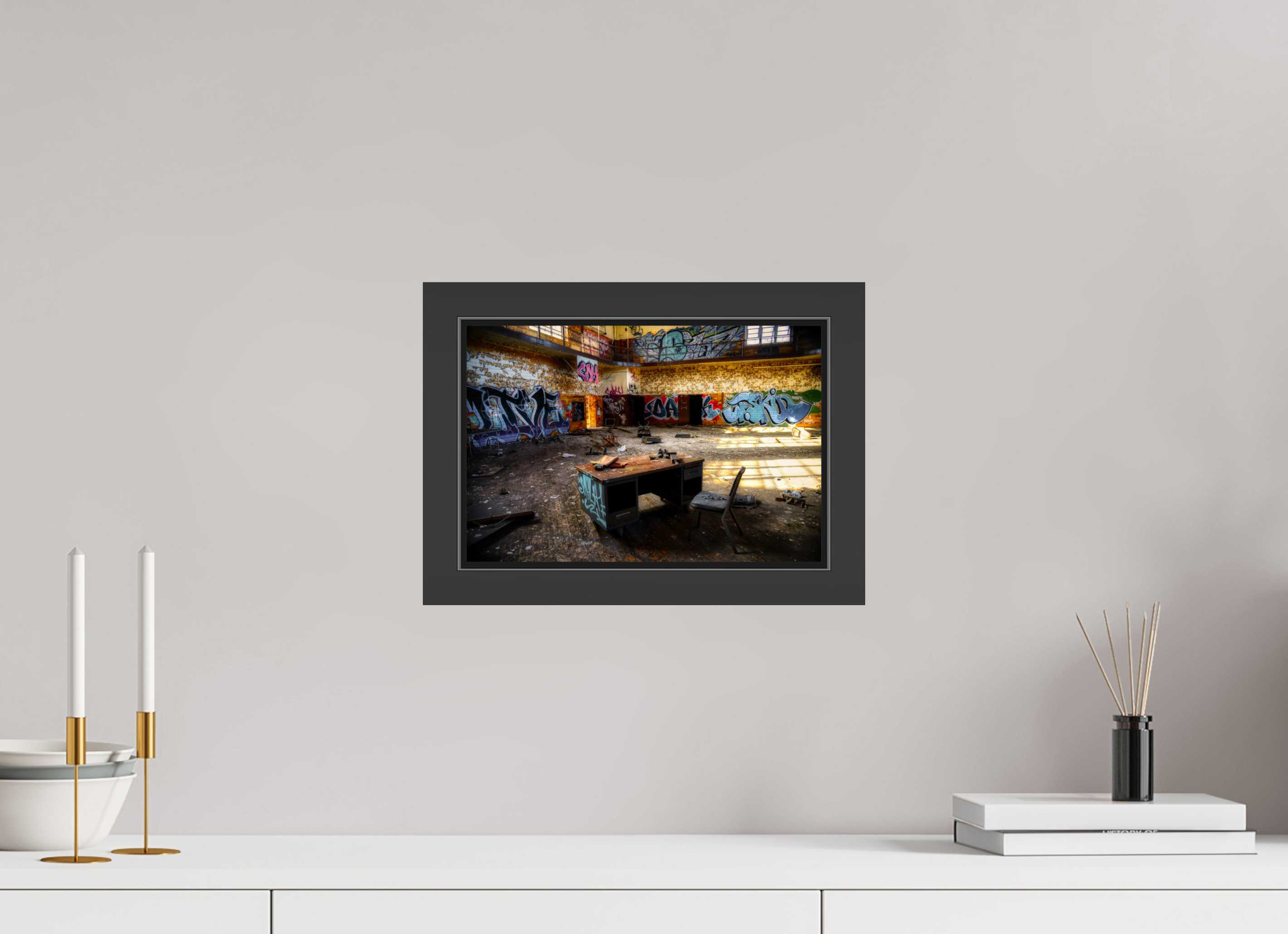 12 x 8″, Framed (Black) Gym at Abandoned High School