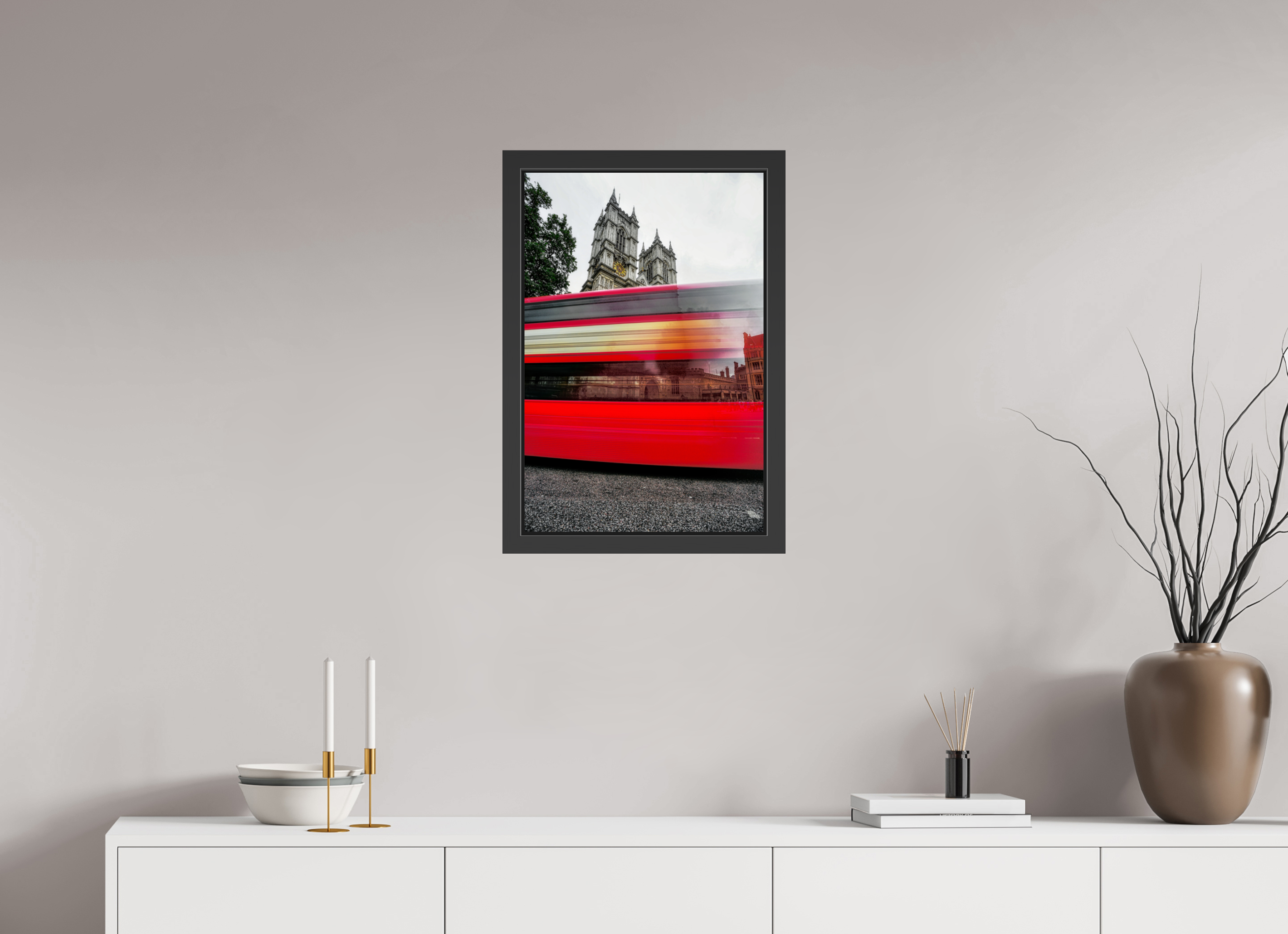 16 x 24″, Framed (Black) The Red Bus