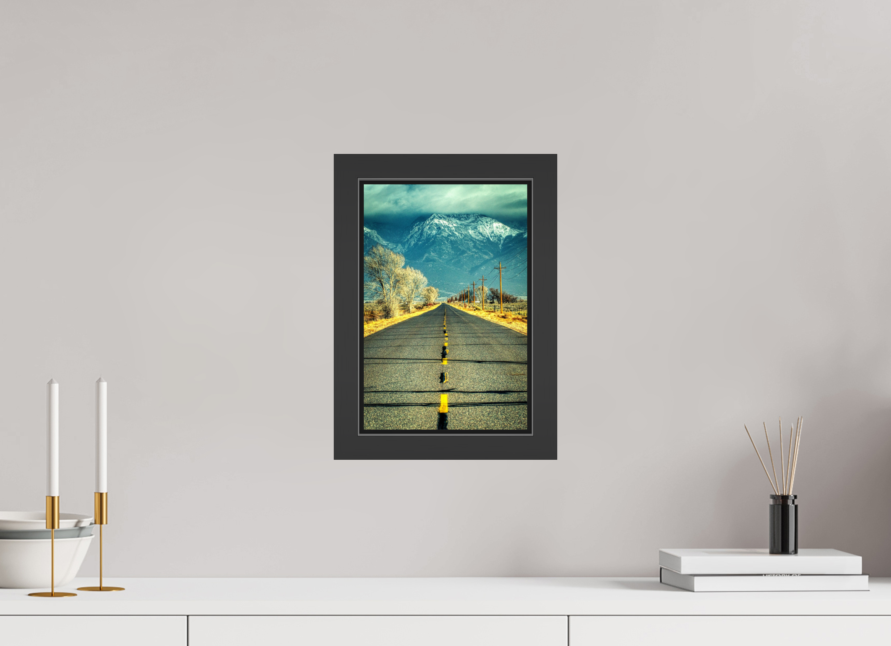 8 x 12″, Framed (Black) The Road To Crestone