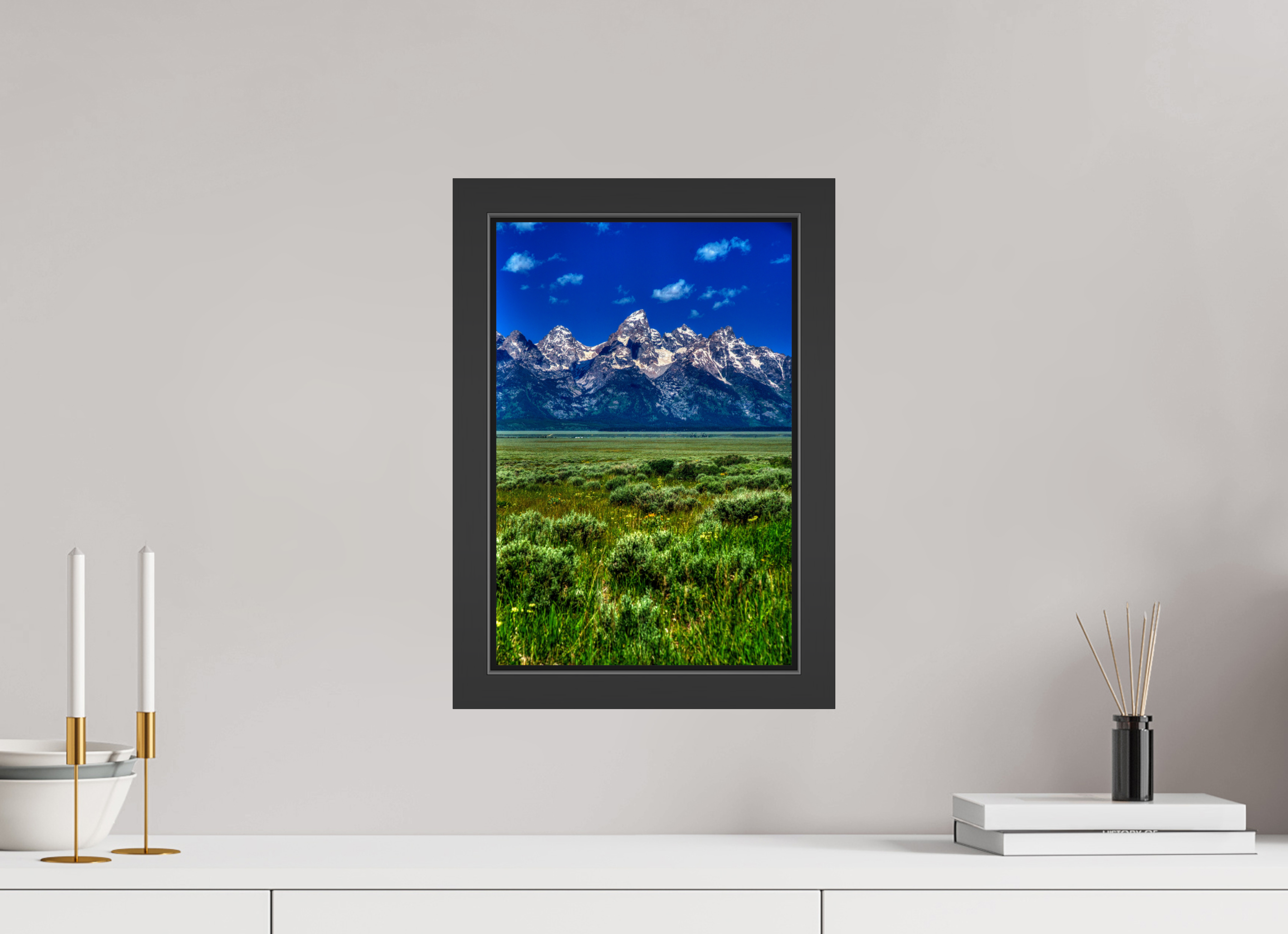 10 x 15″, Framed (Black) The Grand Tetons