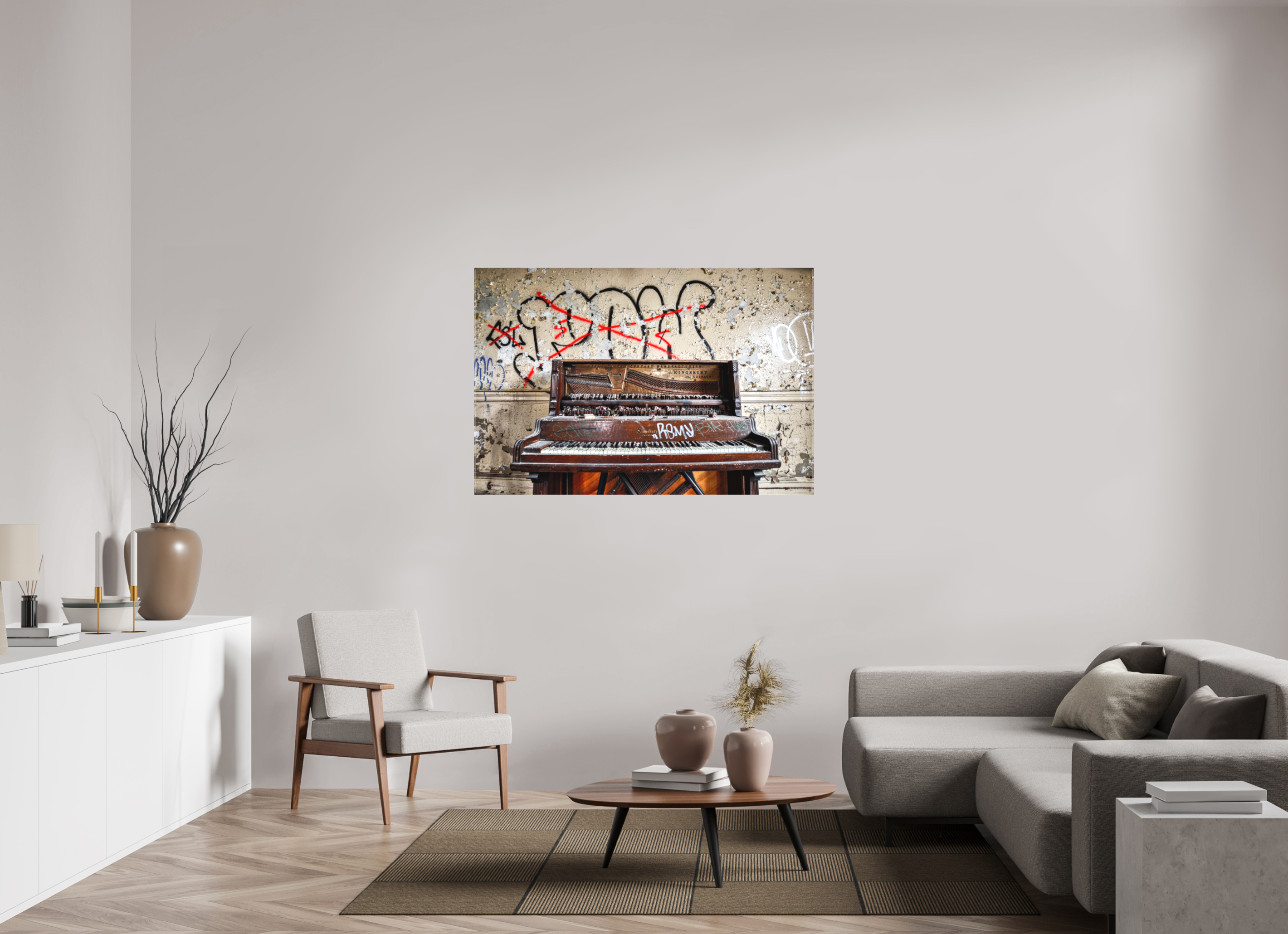 54 x 36″, Matte Canvas Abandoned Piano