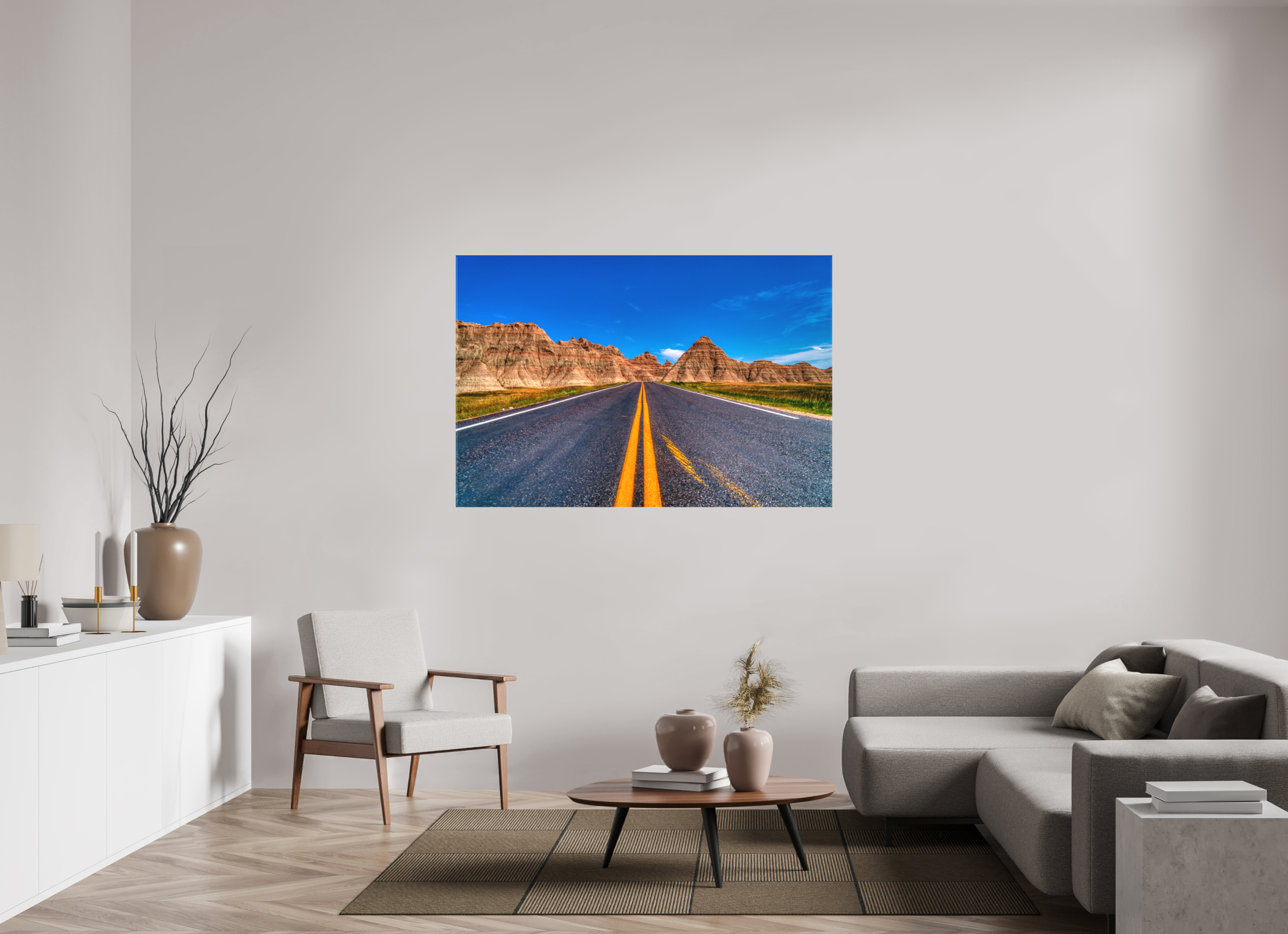 60 x 40″, Matte Canvas A Drive Through Badlands