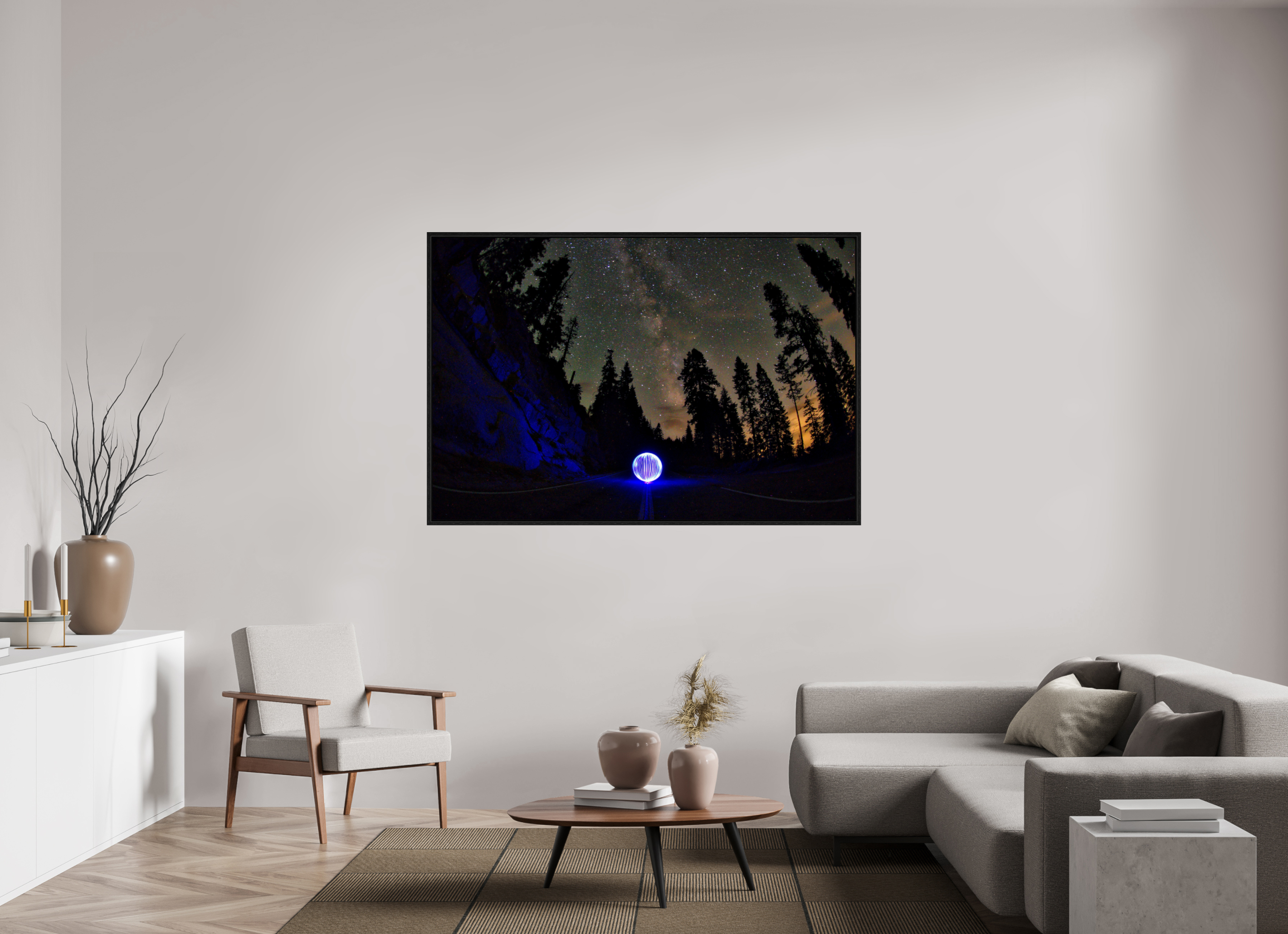 66 x 44″, Floater Frame Blue Orb at Sequoia National Park