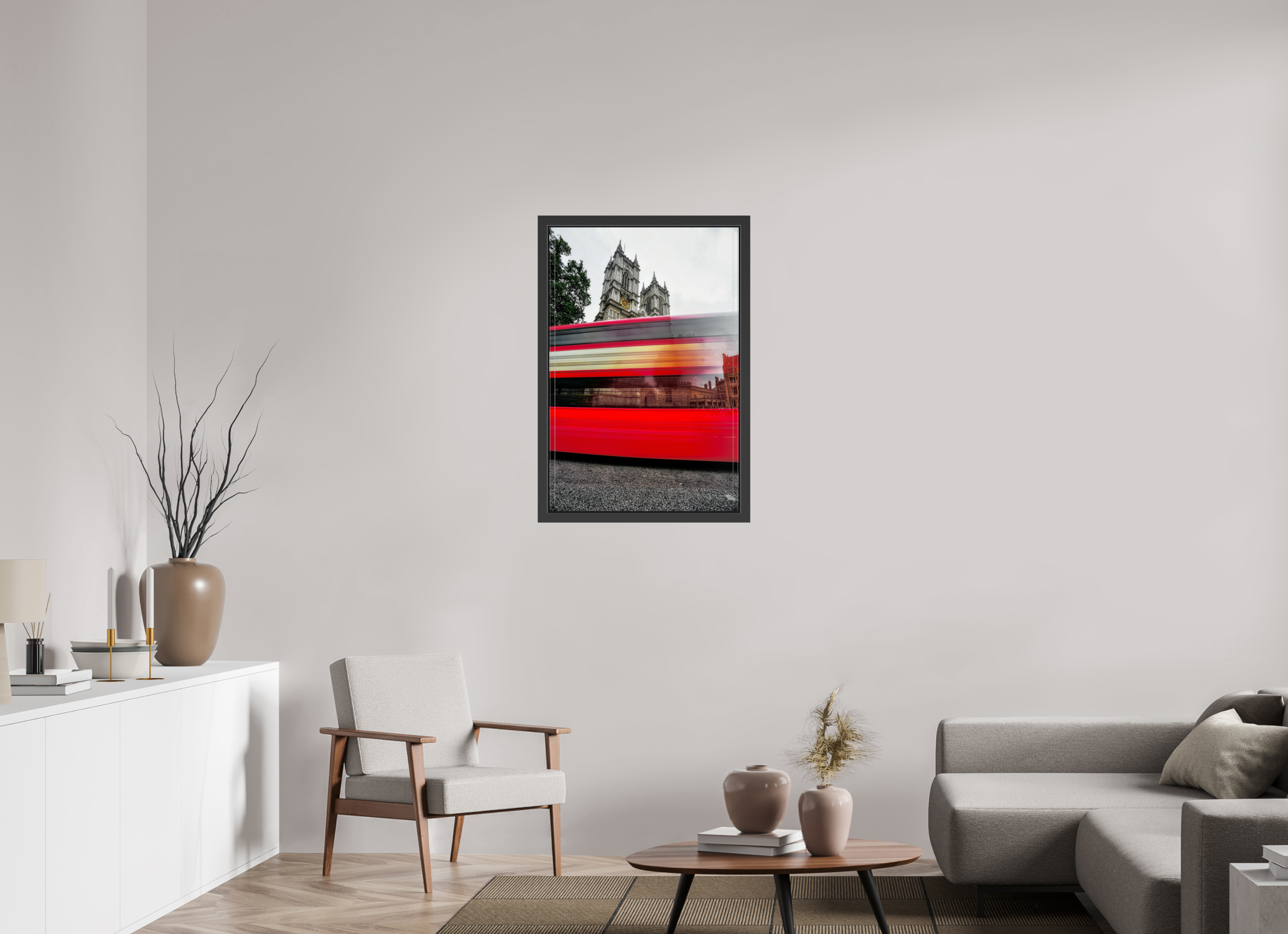 24 x 36″, Framed (Black) The Red Bus