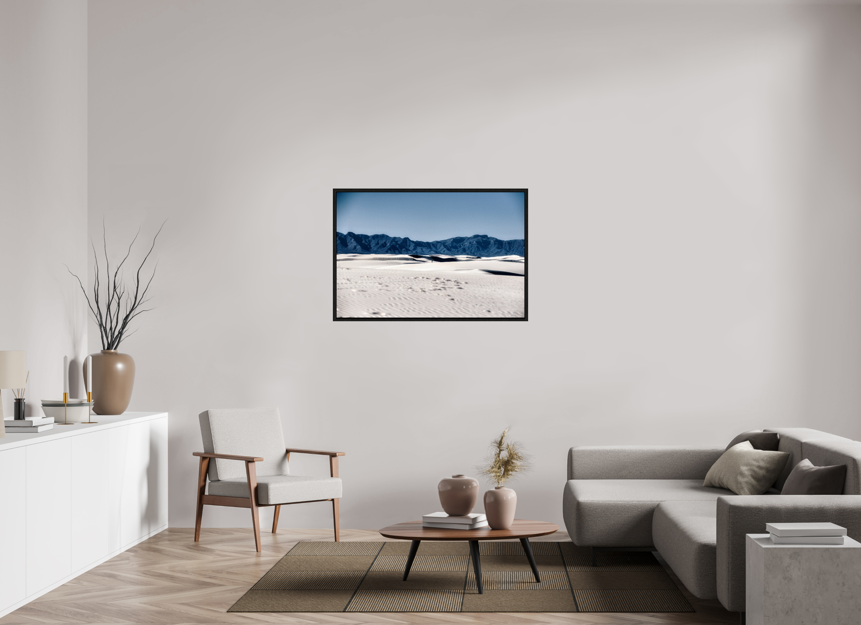 45 x 30″, Floater Frame Wandering White Sands