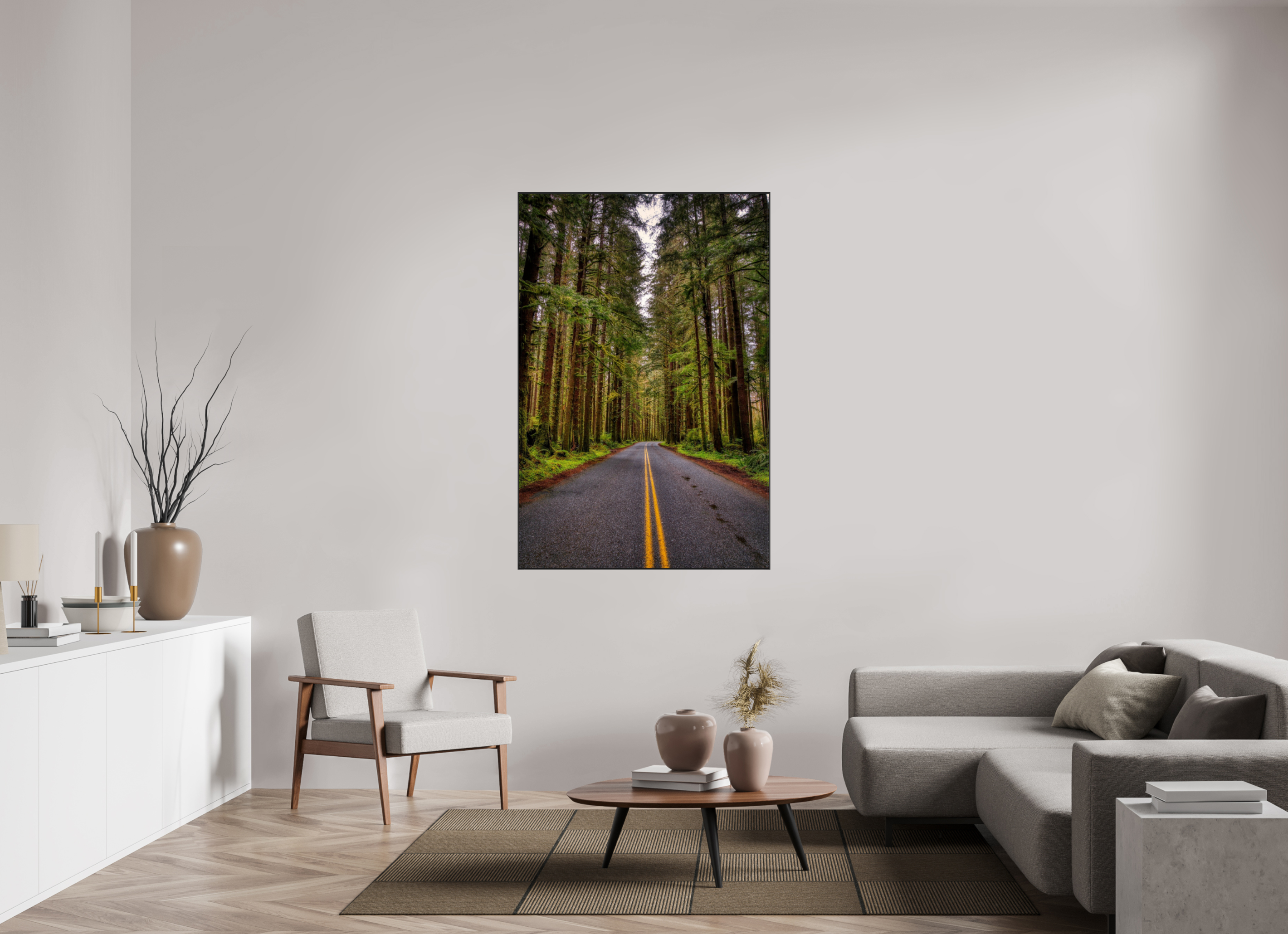 40 x 60″, Famed Aluminum (Black) A Drive Through Olympic National Park