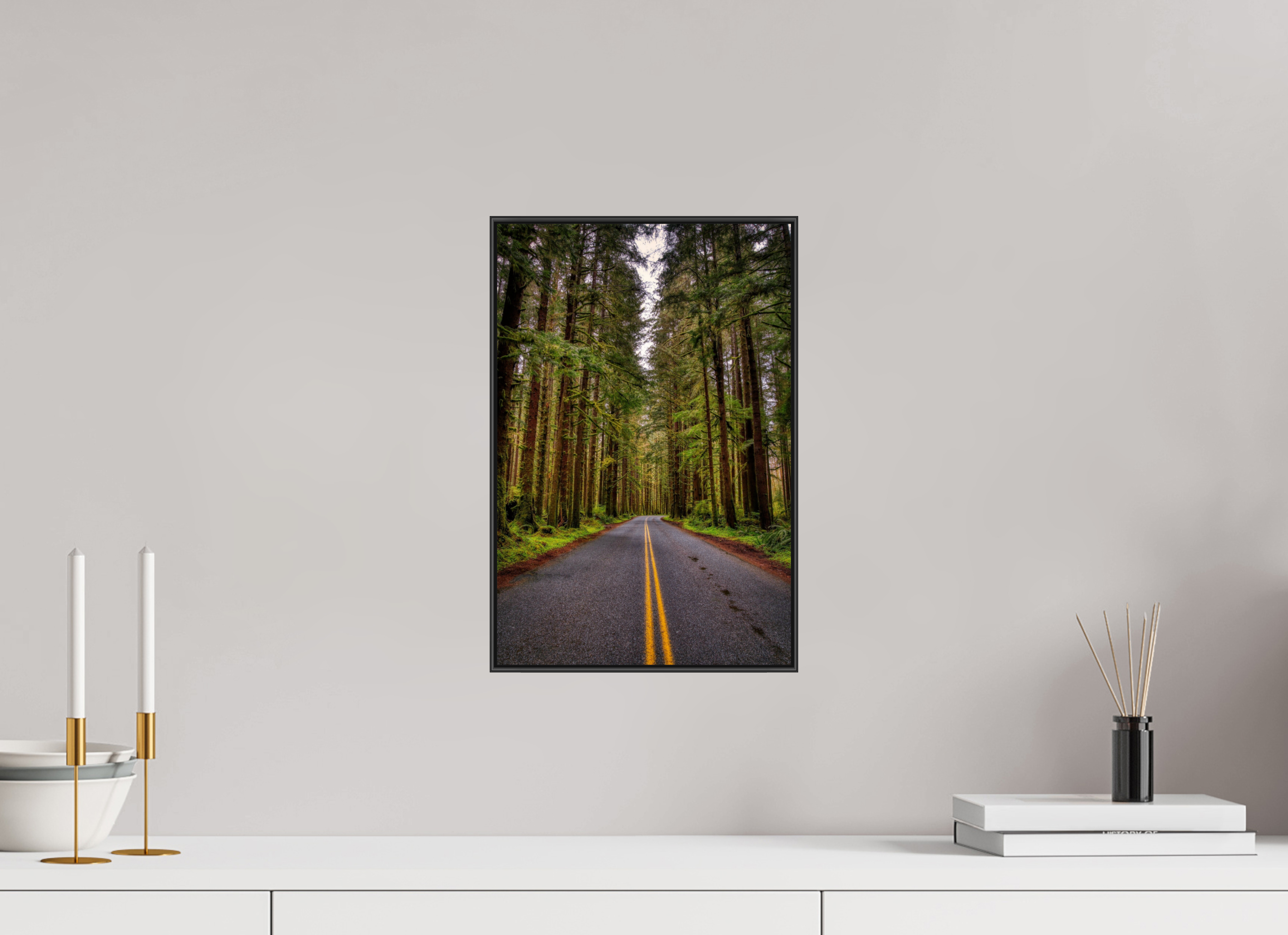 10 x 15″, Famed Aluminum (Black) A Drive Through Olympic National Park