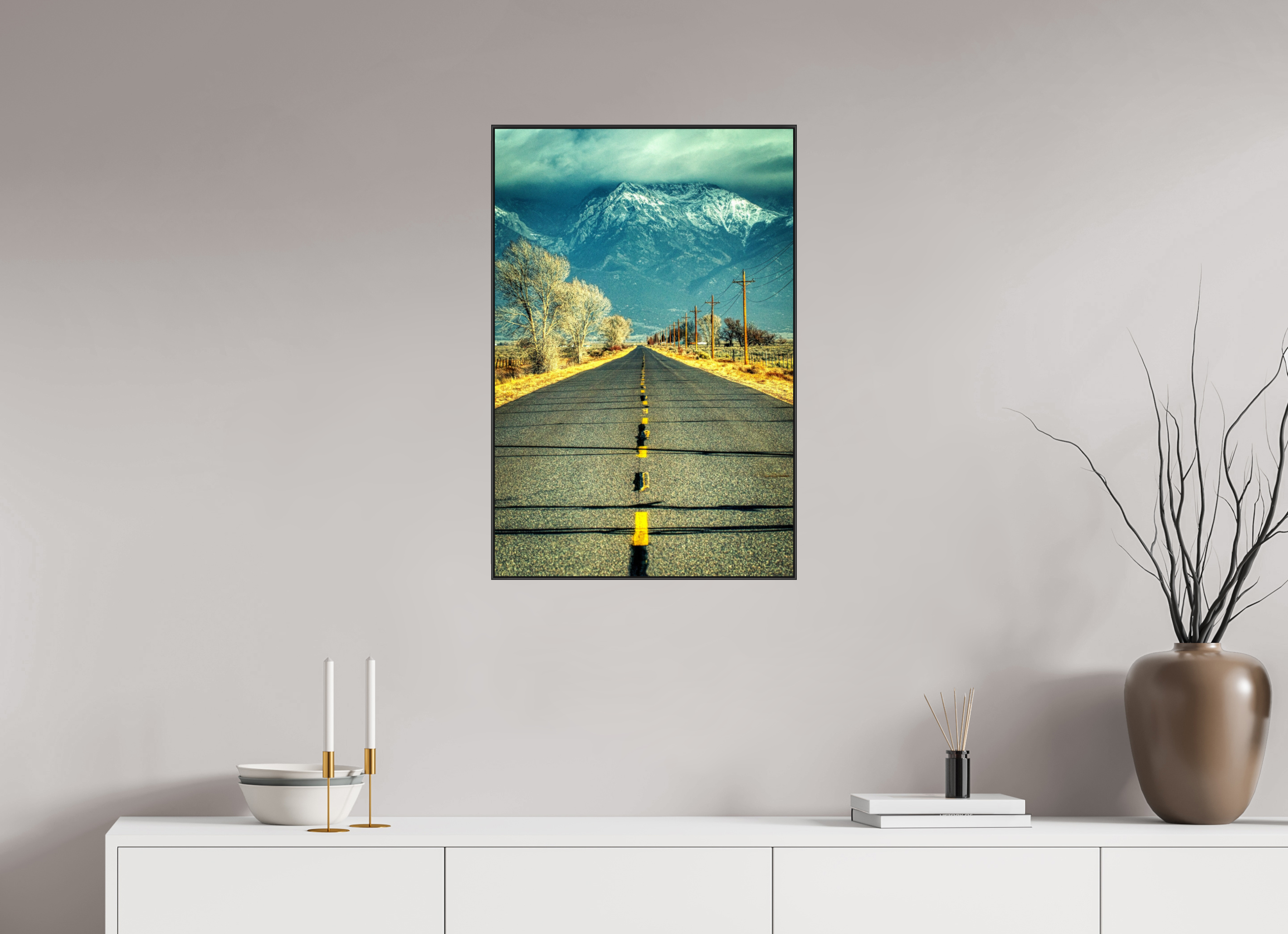 20 x 30″, Famed Aluminum (Black) The Road To Crestone