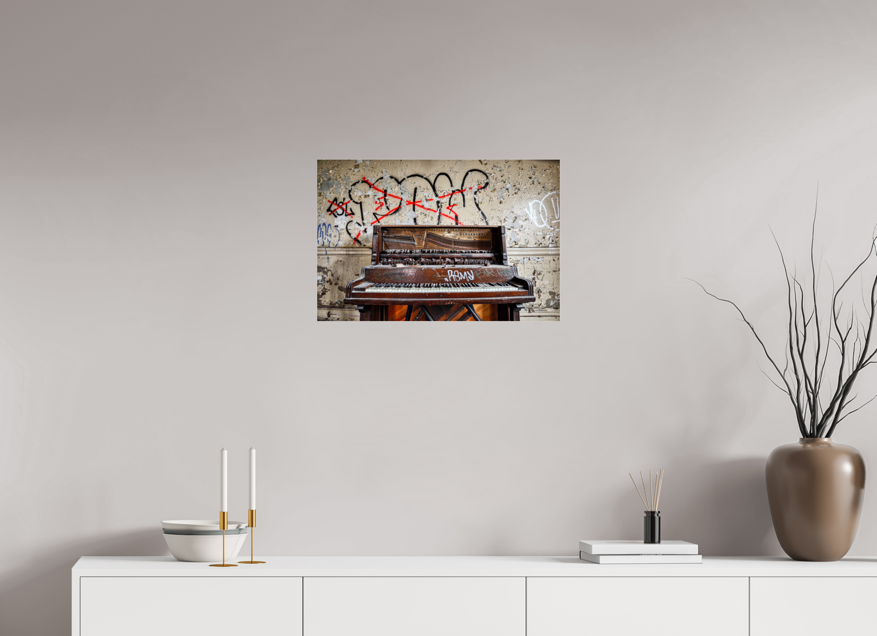 24 x 16″, Glass Abandoned Piano