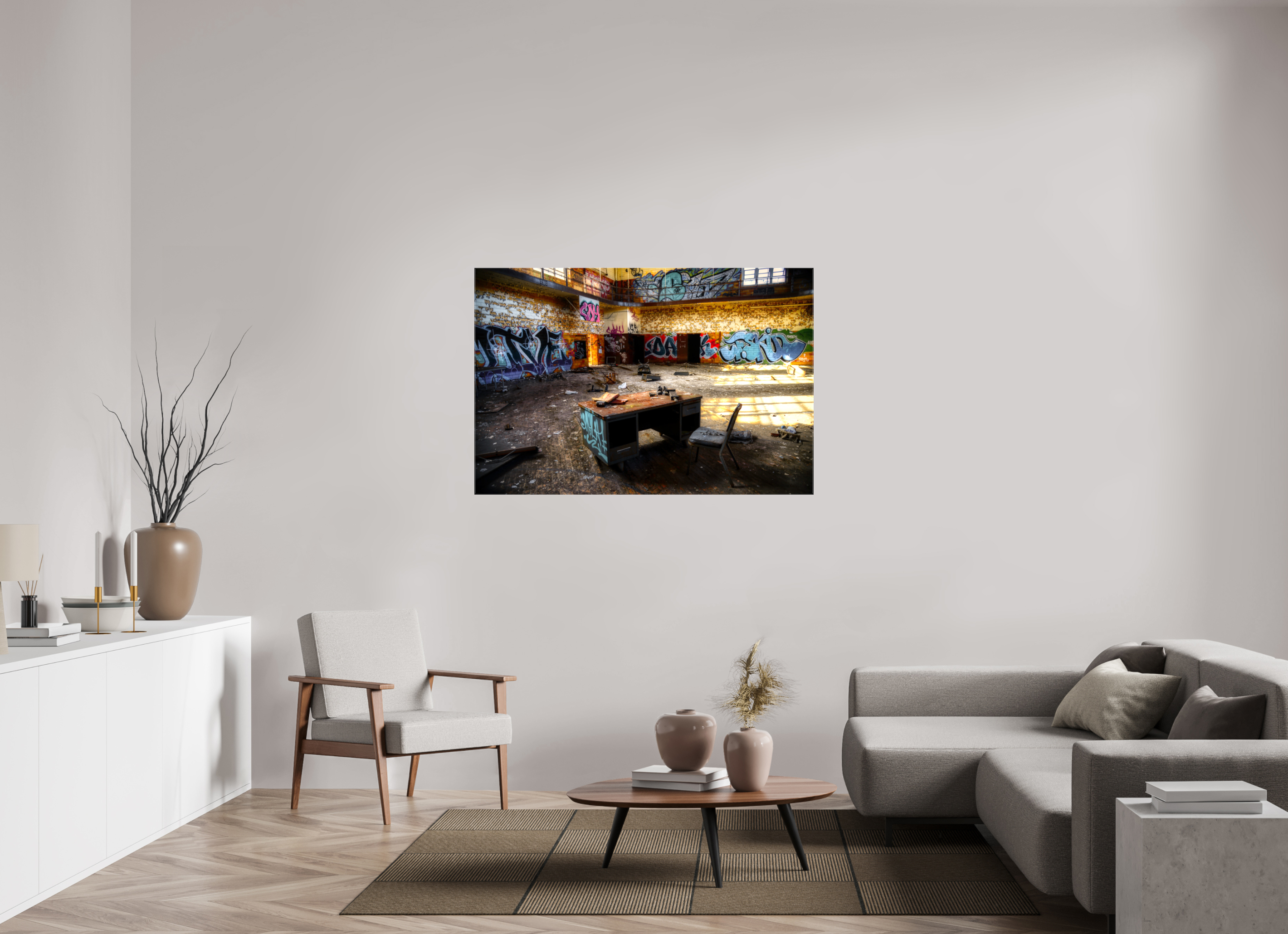 54 x 36″, Glossy Canvas Gym at Abandoned High School