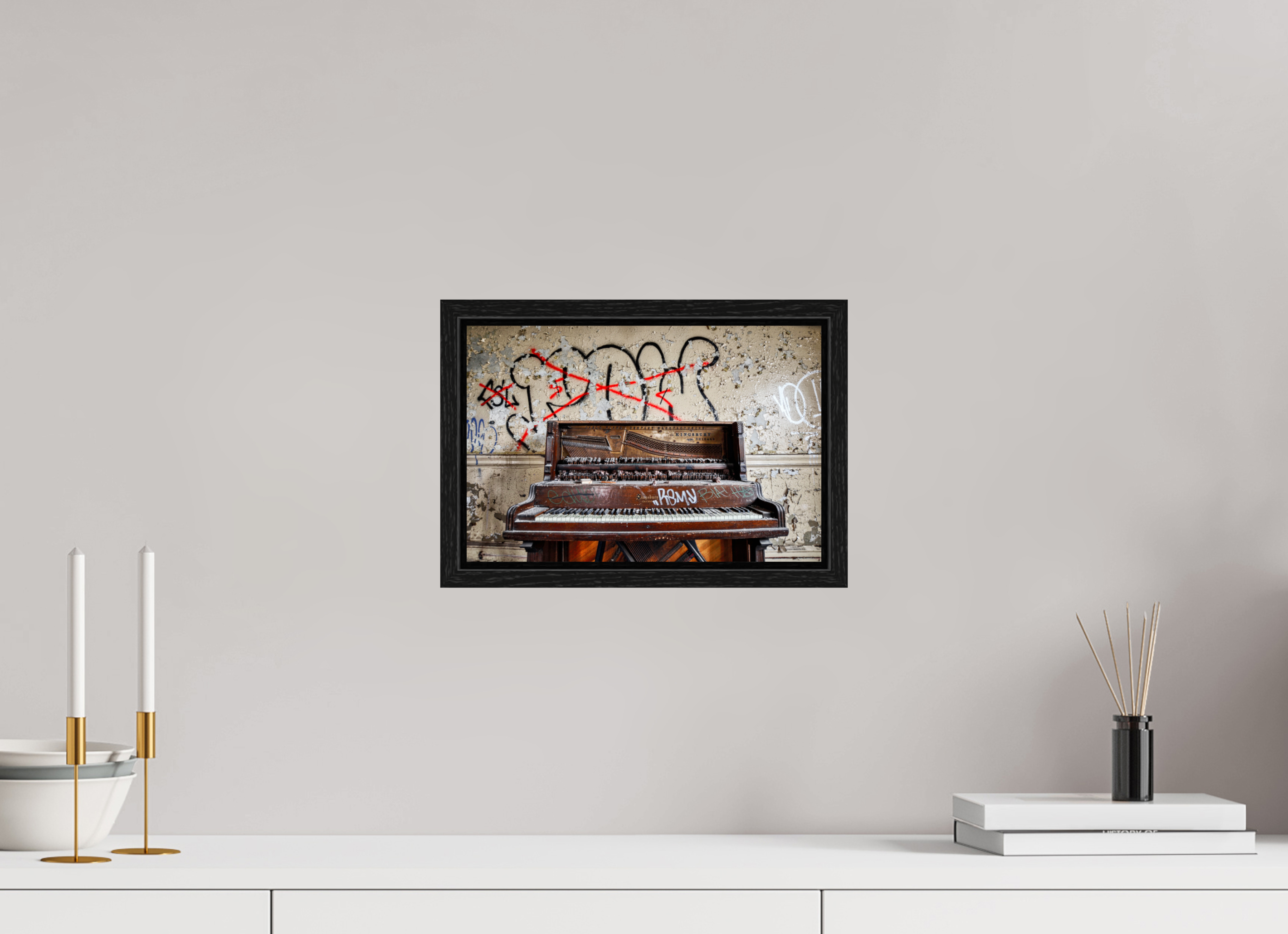 12 x 8″, Floater Frame Abandoned Piano