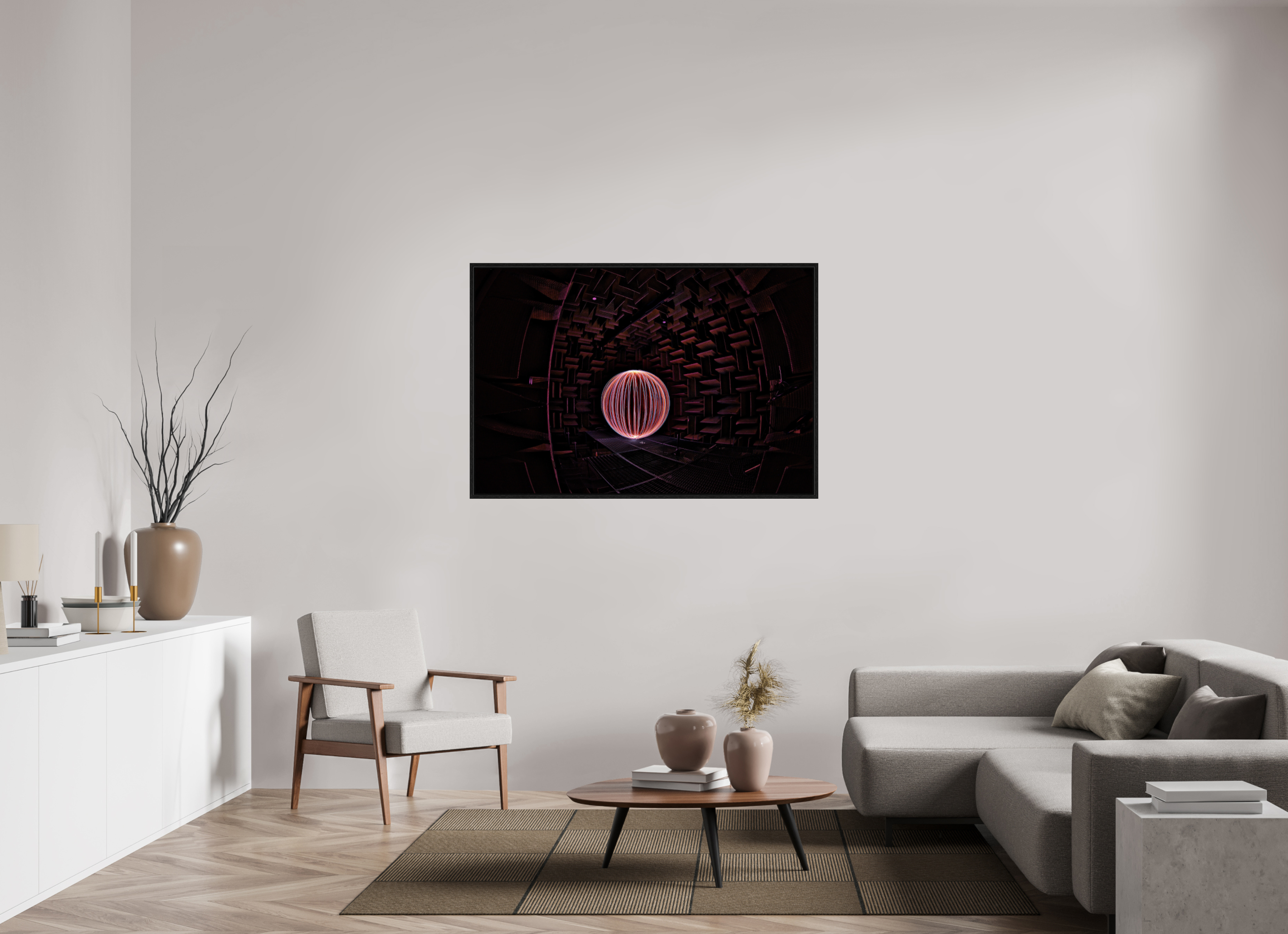 54 x 36″, Floater Frame Red Orb at Klipsch