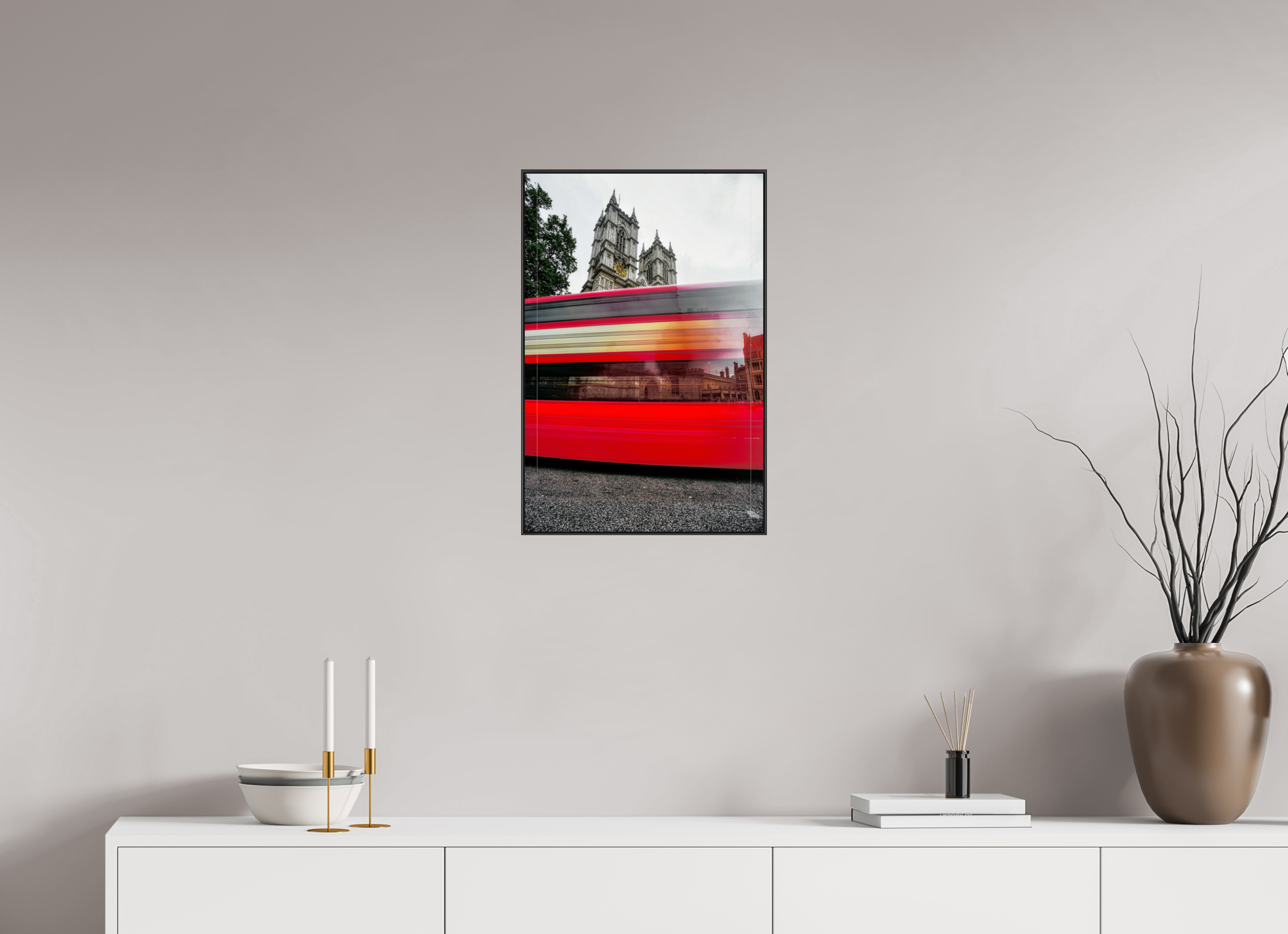 16 x 24″, Famed Aluminum (Black) The Red Bus