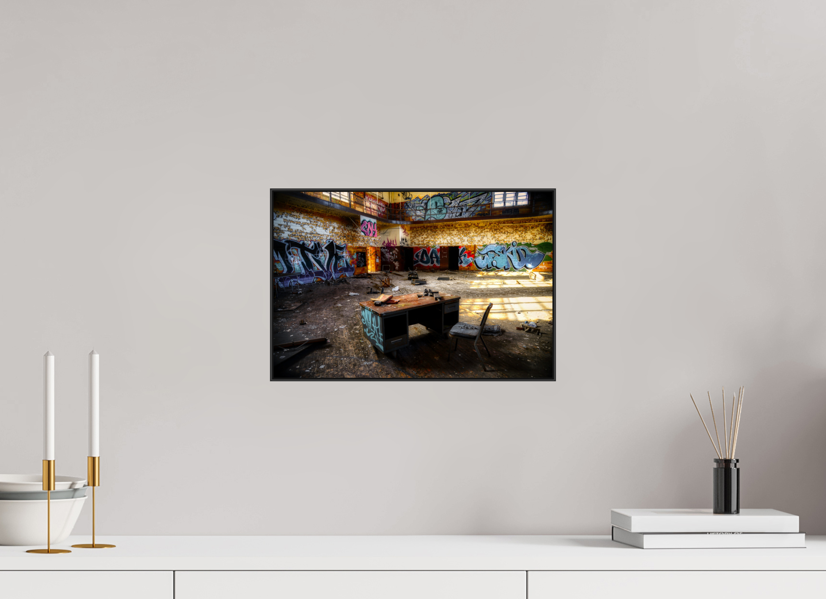 15 x 10″, Photo Print Aluminum (Black) Gym at Abandoned High School