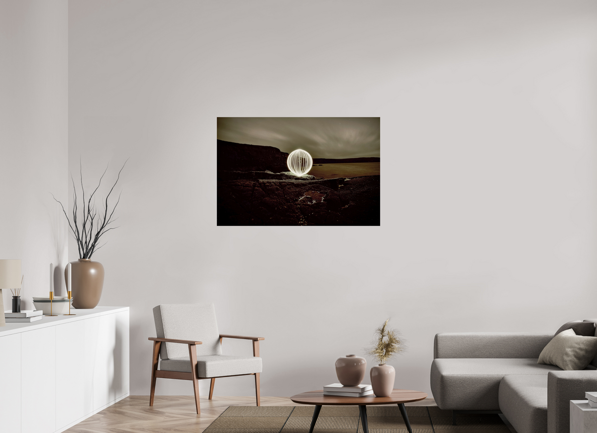 45 x 30″, Photo Print On Fuji Crystal DP II B&W Orb on the beach in Wales