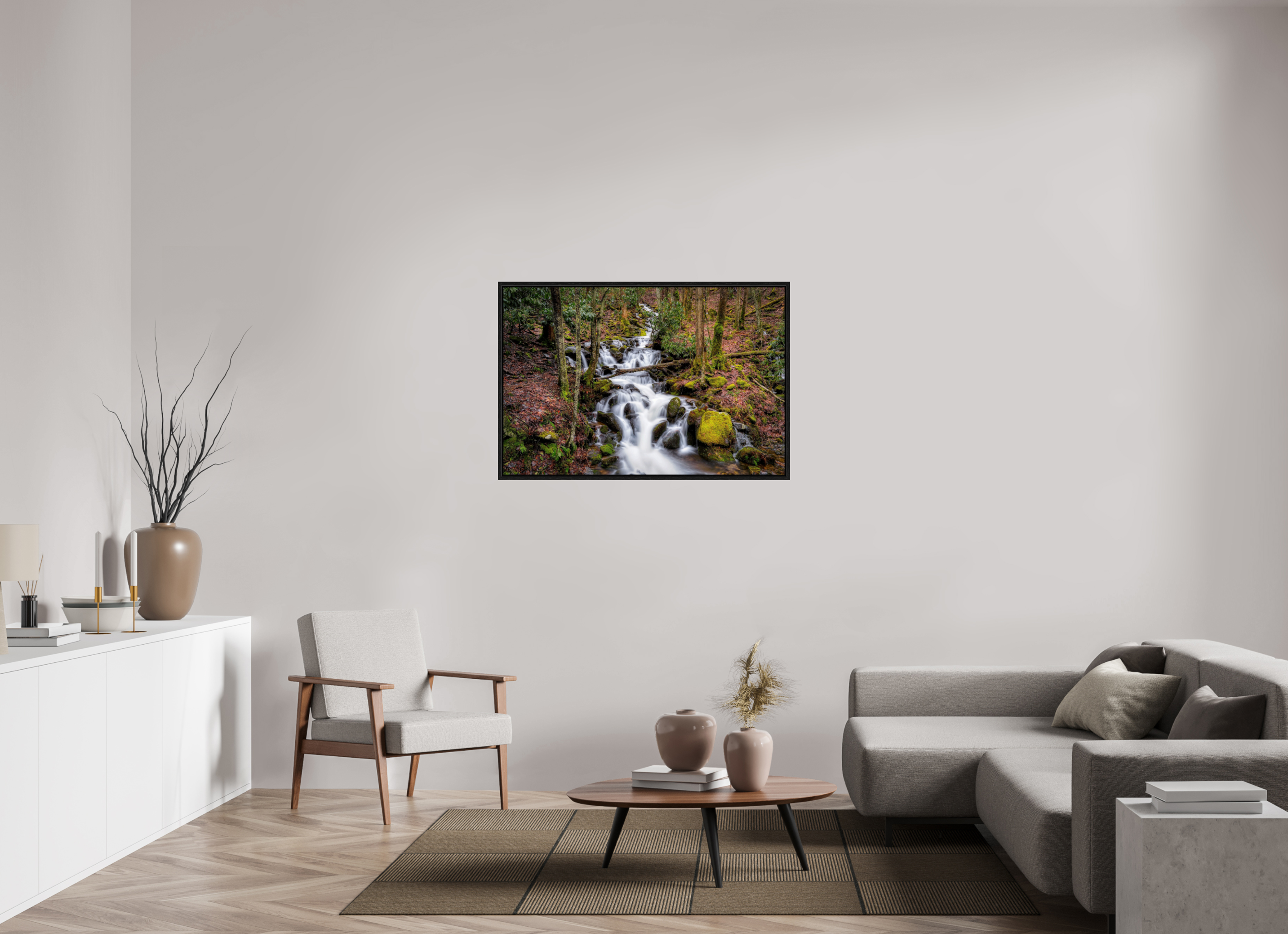 45 x 30″, Floater Frame Waterfall in Smokey Mountain National Park